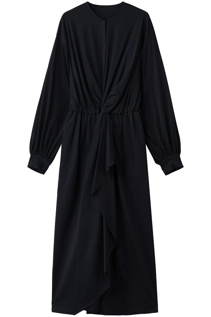 【エリオポール/heliopole】のダブルジャージーラッフルドレス インテリア・キッズ・メンズ・レディースファッション・服の通販 founy(ファニー) 　ファッション　Fashion　レディースファッション　Fashion for Women　ワンピース　Dresses　フォーマル・パーティードレス・結婚式用ドレス　Elegant & Casual Dresses　チュニック　Tunic Tops & Dresses　チュニック　Tunic, Long Top　ツイスト　Tweed, Tweed Fabric　ドレス　Dress, One-Piece　フロント　Front, Front Design　ラッフル　Ruffle, Frill　ロング　Long, Long-Length　エレガント 上品　Elegant　ネイビー|ID: prp329100004717878 ipo3291000000035384267