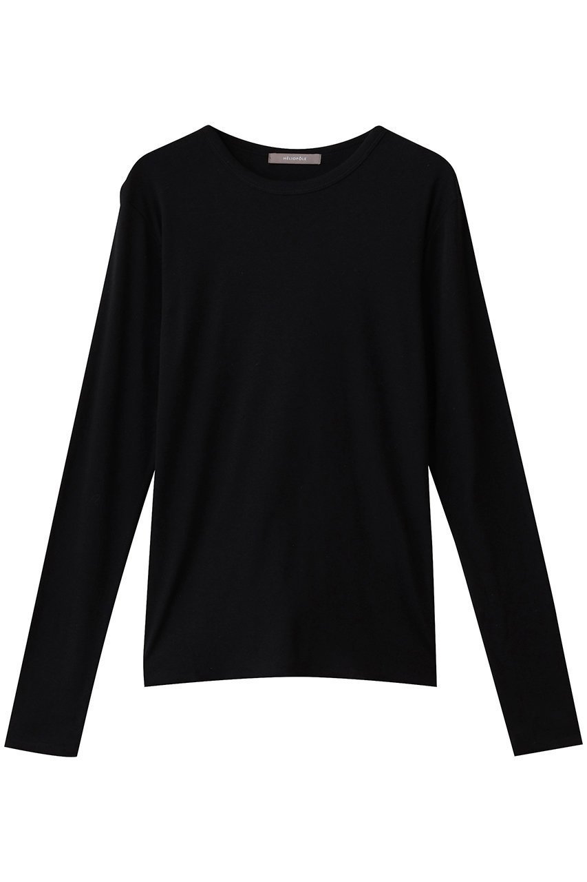 【エリオポール/heliopole】の【smooth skin series】CASHCOTTON クルー インテリア・キッズ・メンズ・レディースファッション・服の通販 founy(ファニー) 　ファッション　Fashion　レディースファッション　Fashion for Women　トップス・カットソー　Cut & Sew Tops　シャツ・ブラウス・オフィスカジュアル　Elegant Blouses & Button-Ups　ロングTシャツ・Tシャツ　Longline T-Shirts & Tees　カットソー・ベーシックTシャツ　Cut-and-Sewn Tops / Stretch Tees & Basics　インナー　Innerwear　シンプル　Simple, Minimal　ジャケット　Jacket, Outerwear　スリーブ　Sleeve, Long Sleeve / Short Sleeve　フィット　Fit, Slim Fit　ロング　Long, Long-Length　定番　Standard, Basic Item　新作・新入荷　New Arrivals / New In　ブラック|ID: prp329100004717882 ipo3291000000034090583