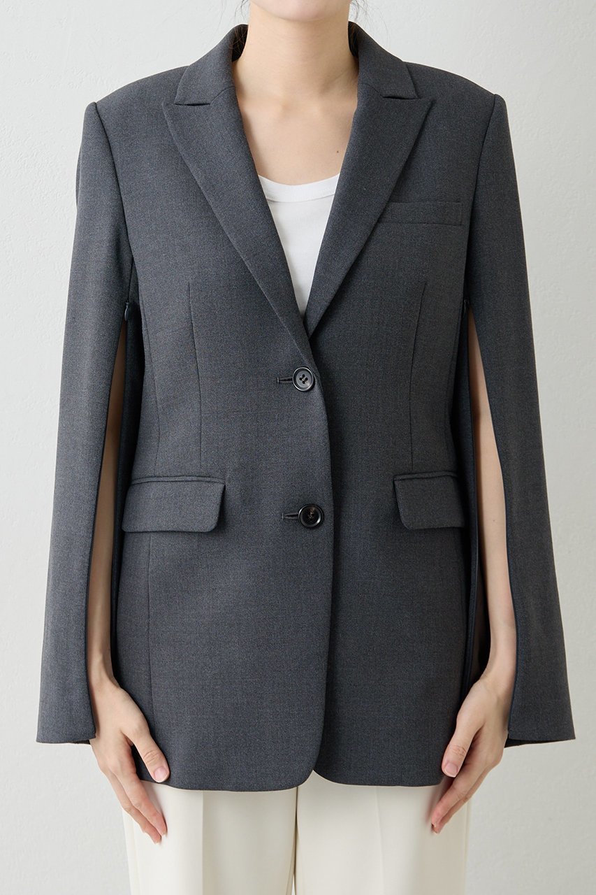 【ウィムガゼット/Whim Gazette】の【Drawing Numbers】ストレッチオックスピークドシングルジャケット 人気、トレンドファッション・服の通販 founy(ファニー) 　ファッション　Fashion　レディースファッション　Fashion for Women　アウター　Coat / Outerwear Collection　レディースジャケット・軽アウター　Jackets　おすすめ　Recommended / Our Picks　なめらか　Smooth, Silky Texture　イタリア　Italy　ジャケット　Jacket, Outerwear　ストレッチ　Stretch, Stretchy Fabric　スリット　Slit, Slit Detail　セットアップ　Set-Up, Coordinated Outfit　デコルテ　Décolleté, Neckline　ポンチョ　Poncho, Cape Style　エレガント 上品　Elegant　other-7|ID: prp329100004717888 ipo3291000000035833917