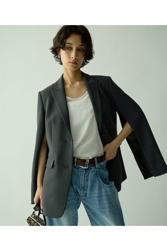 【ウィムガゼット/Whim Gazette】の【Drawing Numbers】ストレッチオックスピークドシングルジャケット インテリア・キッズ・メンズ・レディースファッション・服の通販 founy(ファニー) https://founy.com/ ファッション Fashion レディースファッション Fashion for Women アウター Coat / Outerwear Collection レディースジャケット・軽アウター Jackets おすすめ Recommended / Our Picks なめらか Smooth, Silky Texture イタリア Italy ジャケット Jacket, Outerwear ストレッチ Stretch, Stretchy Fabric スリット Slit, Slit Detail セットアップ Set-Up, Coordinated Outfit デコルテ Décolleté, Neckline ポンチョ Poncho, Cape Style エレガント 上品 Elegant |ID: prp329100004717888 ipo3291000000036066512