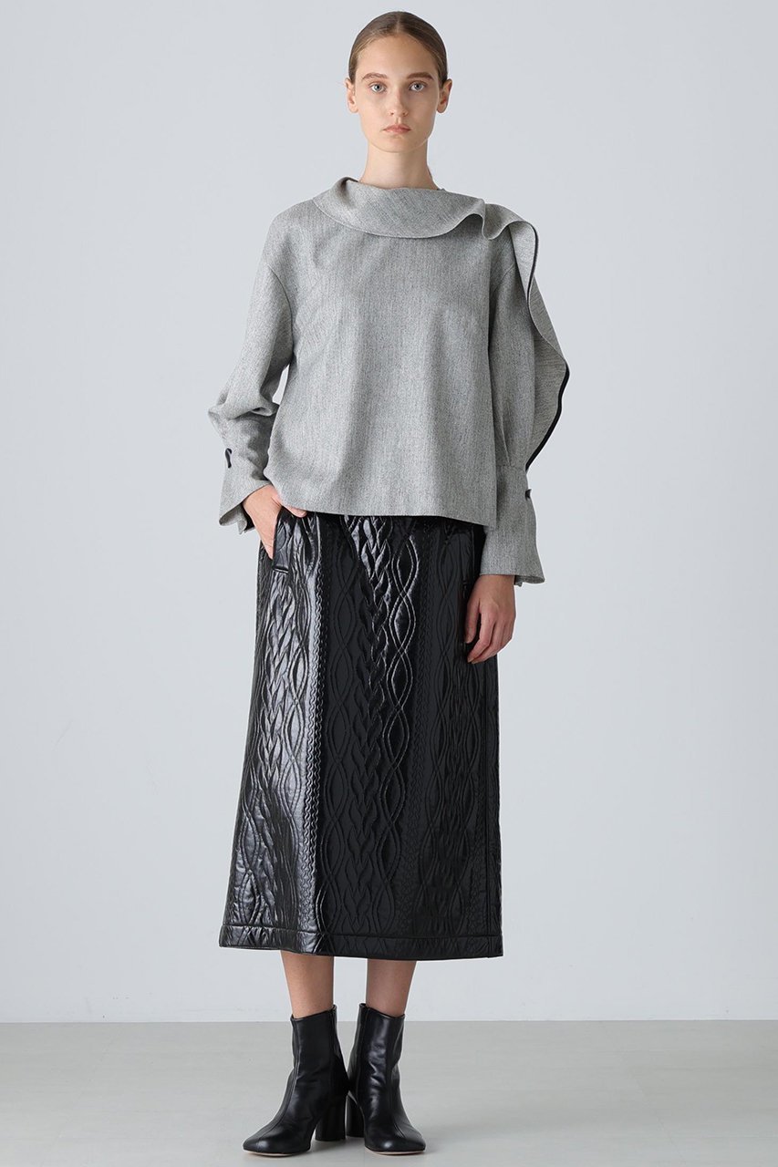 【アドーア/ADORE】のトップヘリンボーンブラウス 人気、トレンドファッション・服の通販 founy(ファニー) 　ファッション　Fashion　レディースファッション　Fashion for Women　トップス・カットソー　Cut & Sew Tops　シャツ・ブラウス・オフィスカジュアル　Elegant Blouses & Button-Ups　アシンメトリー　Asymmetrical Style　スリーブ　Sleeve, Long Sleeve / Short Sleeve　ツイード　Twill, Twill Weave　ラッフル　Ruffle, Frill　ロング　Long, Long-Length　新作・新入荷　New Arrivals / New In　other-3|ID: prp329100004717896 ipo3291000000034090695