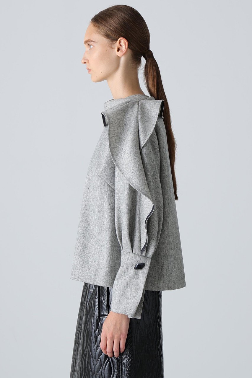 【アドーア/ADORE】のトップヘリンボーンブラウス 人気、トレンドファッション・服の通販 founy(ファニー) 　ファッション　Fashion　レディースファッション　Fashion for Women　トップス・カットソー　Cut & Sew Tops　シャツ・ブラウス・オフィスカジュアル　Elegant Blouses & Button-Ups　アシンメトリー　Asymmetrical Style　スリーブ　Sleeve, Long Sleeve / Short Sleeve　ツイード　Twill, Twill Weave　ラッフル　Ruffle, Frill　ロング　Long, Long-Length　新作・新入荷　New Arrivals / New In　other-5|ID: prp329100004717896 ipo3291000000034090697