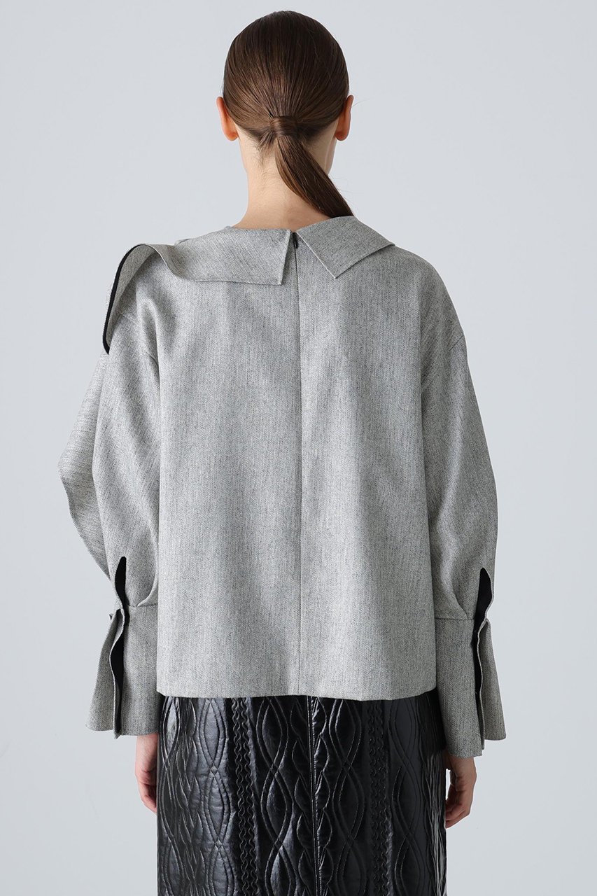 【アドーア/ADORE】のトップヘリンボーンブラウス 人気、トレンドファッション・服の通販 founy(ファニー) 　ファッション　Fashion　レディースファッション　Fashion for Women　トップス・カットソー　Cut & Sew Tops　シャツ・ブラウス・オフィスカジュアル　Elegant Blouses & Button-Ups　アシンメトリー　Asymmetrical Style　スリーブ　Sleeve, Long Sleeve / Short Sleeve　ツイード　Twill, Twill Weave　ラッフル　Ruffle, Frill　ロング　Long, Long-Length　新作・新入荷　New Arrivals / New In　other-6|ID: prp329100004717896 ipo3291000000034090698