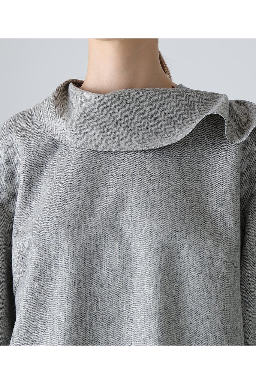 【アドーア/ADORE】のトップヘリンボーンブラウス 人気、トレンドファッション・服の通販 founy(ファニー) 　ファッション　Fashion　レディースファッション　Fashion for Women　トップス・カットソー　Cut & Sew Tops　シャツ・ブラウス・オフィスカジュアル　Elegant Blouses & Button-Ups　アシンメトリー　Asymmetrical Style　スリーブ　Sleeve, Long Sleeve / Short Sleeve　ツイード　Twill, Twill Weave　ラッフル　Ruffle, Frill　ロング　Long, Long-Length　新作・新入荷　New Arrivals / New In　other-7|ID: prp329100004717896 ipo3291000000034090699
