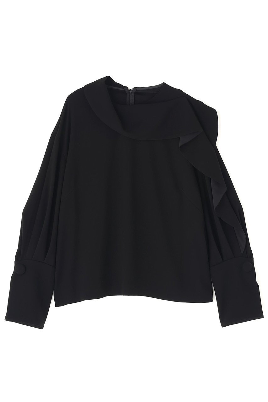 【アドーア/ADORE】のバックサテンジョーゼットブラウス インテリア・キッズ・メンズ・レディースファッション・服の通販 founy(ファニー) ファッション Fashion レディースファッション Fashion for Women トップス・カットソー Cut & Sew Tops シャツ・ブラウス・オフィスカジュアル Elegant Blouses & Button-Ups バッグ Bags アシンメトリー Asymmetrical Style カフス Cuff Design スリーブ Sleeve, Long Sleeve / Short Sleeve ドレープ Drape, Draping Fabric バランス Balance, Style Balance ラッフル Ruffle, Frill ロング Long, Long-Length エレガント 上品 Elegant ブラック|ID: prp329100004717898 ipo3291000000035637136