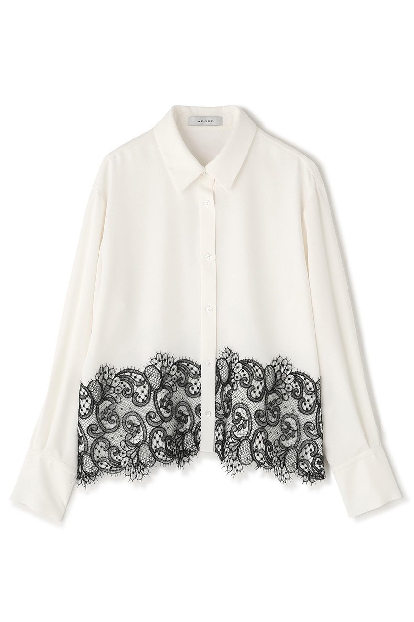 【アドーア/ADORE】のライトジョーゼットブラウス インテリア・キッズ・メンズ・レディースファッション・服の通販 founy(ファニー) 　ファッション　Fashion　レディースファッション　Fashion for Women　トップス・カットソー　Cut & Sew Tops　シャツ・ブラウス・オフィスカジュアル　Elegant Blouses & Button-Ups　ジョーゼット　Georgette, Semi-Sheer Fabric　スリーブ　Sleeve, Long Sleeve / Short Sleeve　バランス　Balance, Style Balance　レース　Lace, Lace Fabric　ロング　Long, Long-Length　再入荷　Restock / Back in Stock　ホワイト|ID: prp329100004717901 ipo3291000000034484141