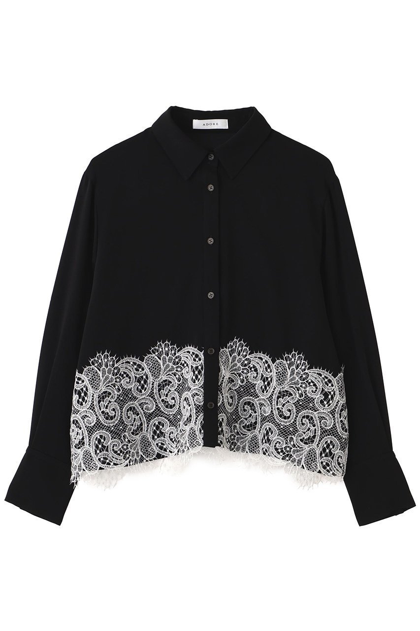 【アドーア/ADORE】のライトジョーゼットブラウス インテリア・キッズ・メンズ・レディースファッション・服の通販 founy(ファニー) 　ファッション　Fashion　レディースファッション　Fashion for Women　トップス・カットソー　Cut & Sew Tops　シャツ・ブラウス・オフィスカジュアル　Elegant Blouses & Button-Ups　ジョーゼット　Georgette, Semi-Sheer Fabric　スリーブ　Sleeve, Long Sleeve / Short Sleeve　バランス　Balance, Style Balance　レース　Lace, Lace Fabric　ロング　Long, Long-Length　ブラック|ID: prp329100004717901 ipo3291000000035679016