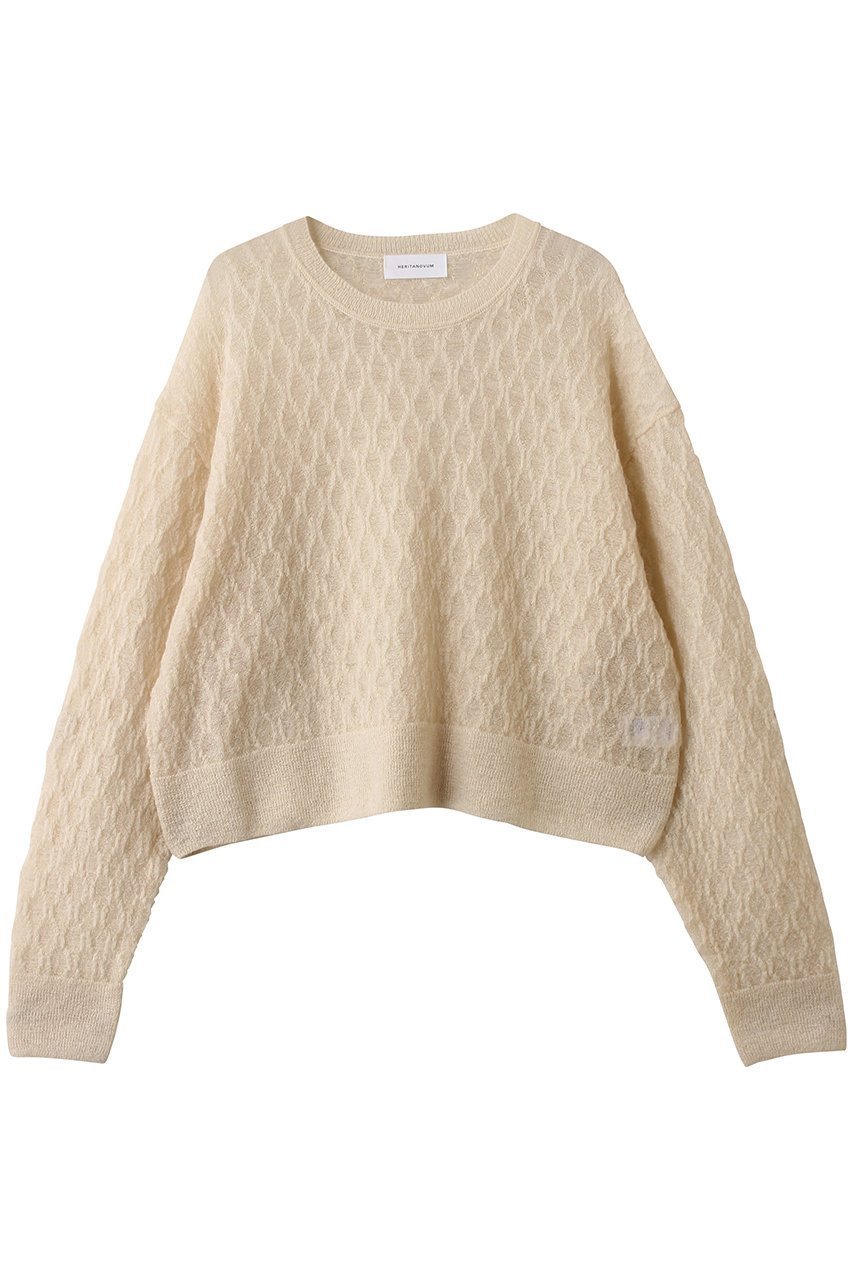 【ガリャルダガランテ/GALLARDAGALANTE】の【HERITANOVUM】シアーモヘヤジャガードニット 人気、トレンドファッション・服の通販 founy(ファニー) 　ファッション　Fashion　レディースファッション　Fashion for Women　トップス・カットソー　Cut & Sew Tops　ニット　Knit Tops & Sweaters　カジュアルプルオーバー・ニットトップス　Pullovers & Knit Tops / Casual Pullovers　おすすめ　Recommended / Our Picks　ショート　Short, Short Length　スウェット / スエット　Sweatshirt, Sweatwear　スタンダード　Standard, Basic　デニム　Denim, Jeans Material　 other-1|ID: prp329100004717908 ipo3291000000035833965