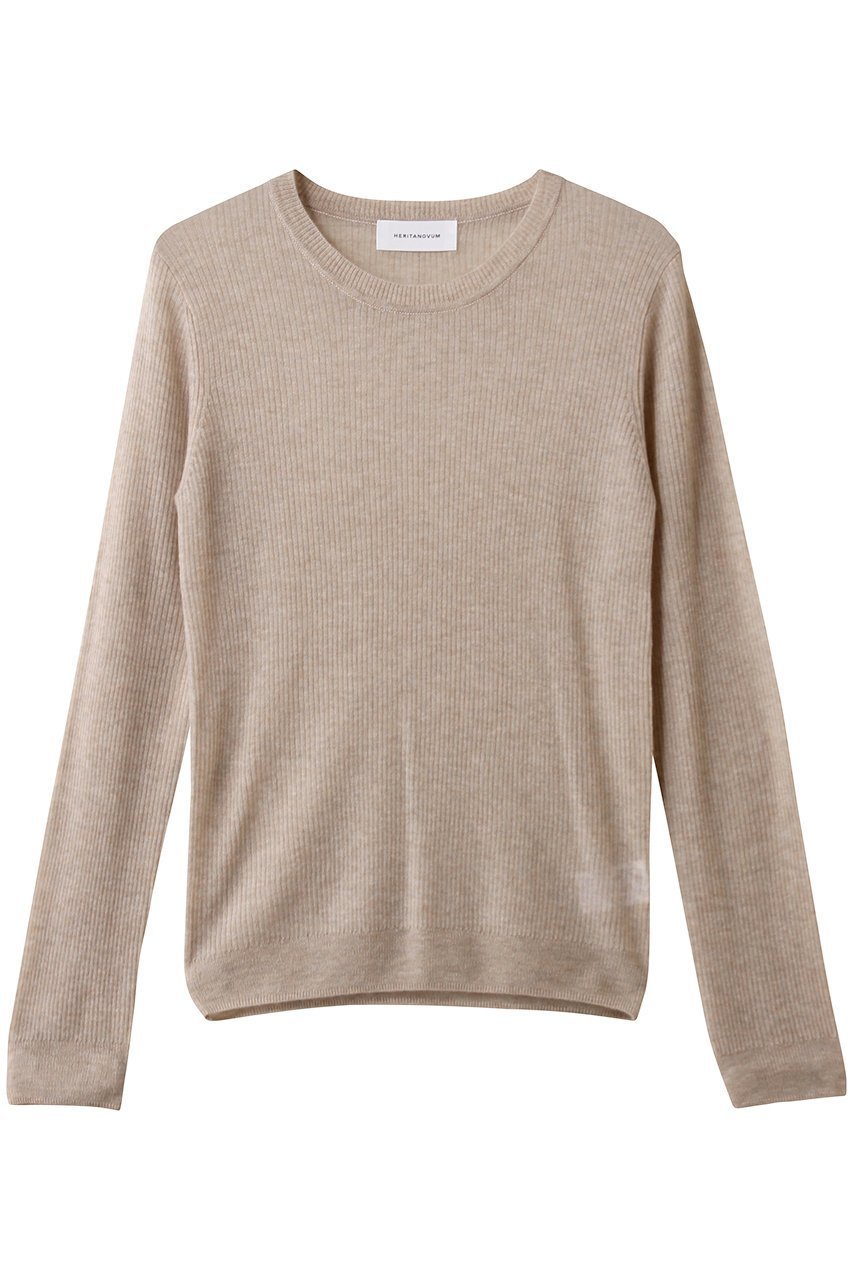 【ガリャルダガランテ/GALLARDAGALANTE】の【HERITANOVUM】クルーリブニット インテリア・キッズ・メンズ・レディースファッション・服の通販 founy(ファニー) 　ファッション　Fashion　レディースファッション　Fashion for Women　トップス・カットソー　Cut & Sew Tops　ニット　Knit Tops & Sweaters　カジュアルプルオーバー・ニットトップス　Pullovers & Knit Tops / Casual Pullovers　シンプル　Simple, Minimal　スタンダード　Standard, Basic　ベーシック　Basic, Essential　新作・新入荷　New Arrivals / New In　ベージュ|ID: prp329100004717909 ipo3291000000034090777