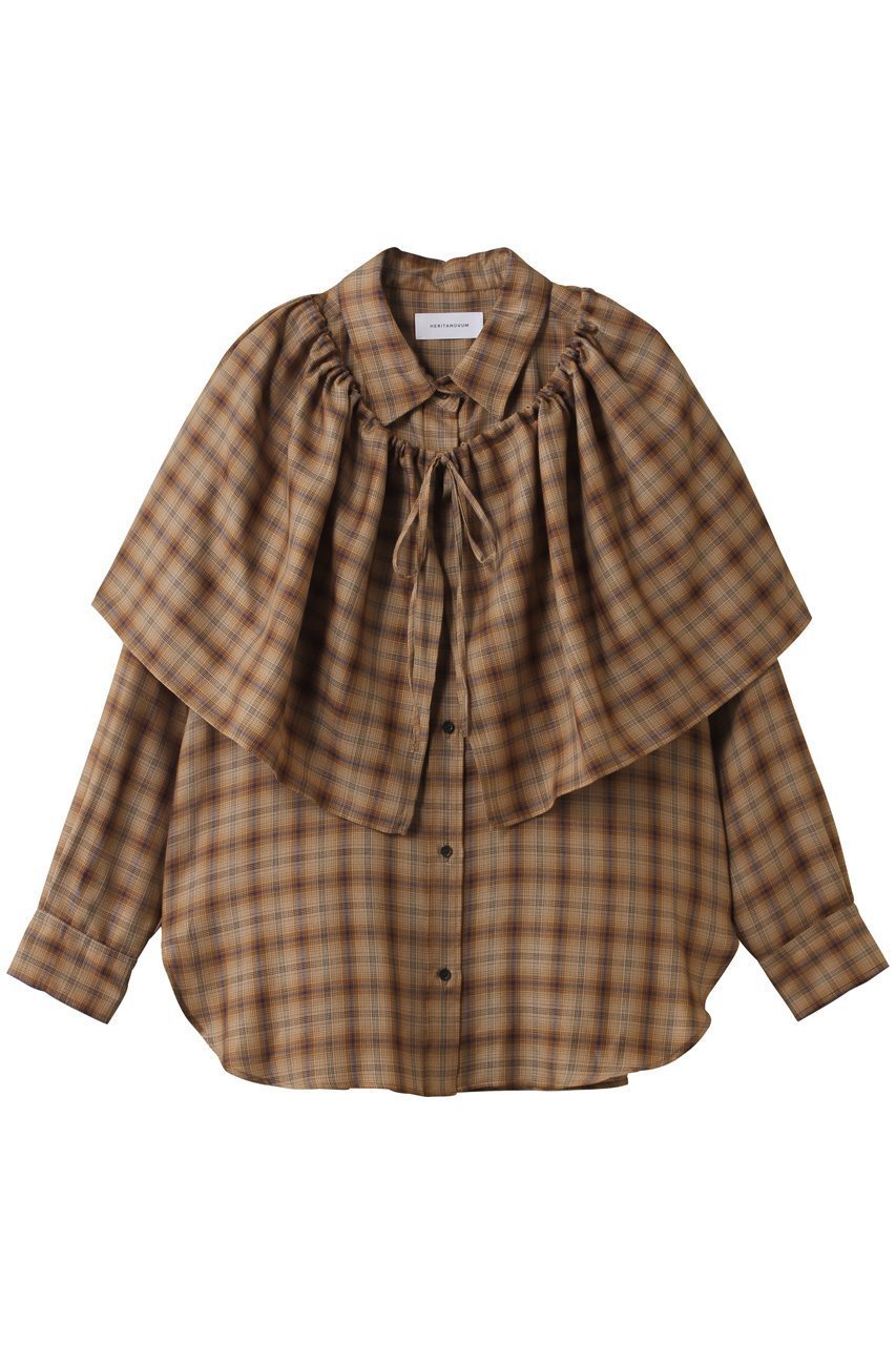 【ガリャルダガランテ/GALLARDAGALANTE】の【HERITANOVUM】ケープシャツ インテリア・キッズ・メンズ・レディースファッション・服の通販 founy(ファニー) 　ファッション　Fashion　レディースファッション　Fashion for Women　トップス・カットソー　Cut & Sew Tops　シャツ・ブラウス・オフィスカジュアル　Elegant Blouses & Button-Ups　スタンダード　Standard, Basic　スリーブ　Sleeve, Long Sleeve / Short Sleeve　ロング　Long, Long-Length　ベージュ|ID: prp329100004717912 ipo3291000000035384318