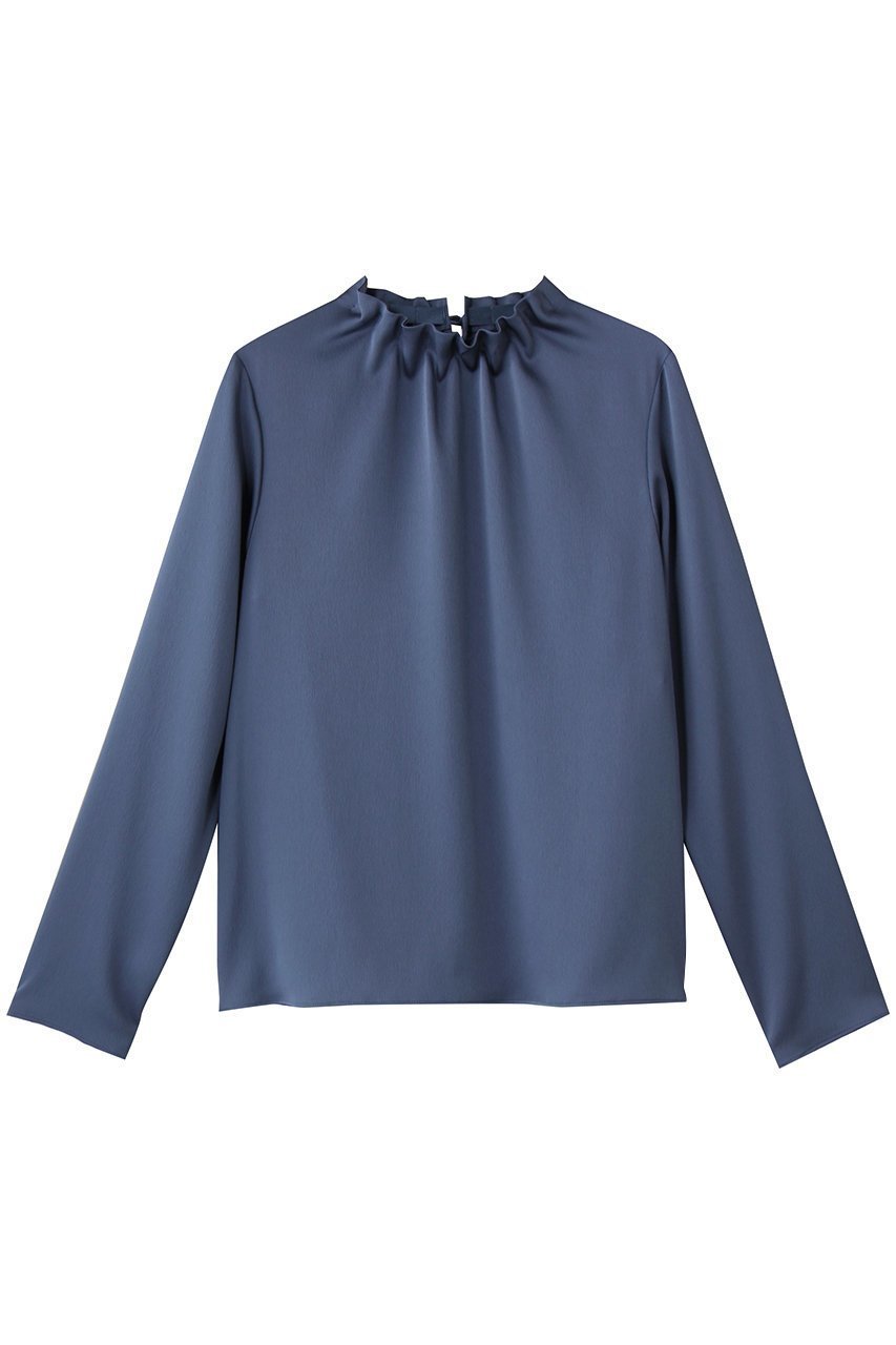 【アナイ/ANAYI】のハンマーサテンスタンド ブラウス インテリア・キッズ・メンズ・レディースファッション・服の通販 founy(ファニー) ファッション Fashion レディースファッション Fashion for Women トップス・カットソー Cut & Sew Tops シャツ・ブラウス・オフィスカジュアル Elegant Blouses & Button-Ups サテン Satin, Glossy Fabric シンプル Simple, Minimal スタンド Stand Collar, Upright Stand スリーブ Sleeve, Long Sleeve / Short Sleeve ロング Long, Long-Length エレガント 上品 Elegant ブルー|ID: prp329100004717923 ipo3291000000034337238