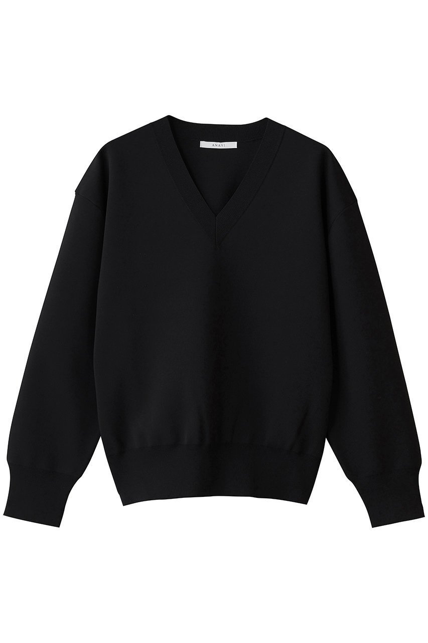 【アナイ/ANAYI】のボリュームショルダーVプルオーバー インテリア・キッズ・メンズ・レディースファッション・服の通販 founy(ファニー) 　ファッション　Fashion　レディースファッション　Fashion for Women　トップス・カットソー　Cut & Sew Tops　ニット　Knit Tops & Sweaters　カジュアルプルオーバー・ニットトップス　Pullovers & Knit Tops / Casual Pullovers　ショルダー　Shoulder, Shoulder Strap　シンプル　Simple, Minimal　フォルム　Silhouette, Form　エレガント 上品　Elegant　新作・新入荷　New Arrivals / New In　ブラック|ID: prp329100004717926 ipo3291000000034090903