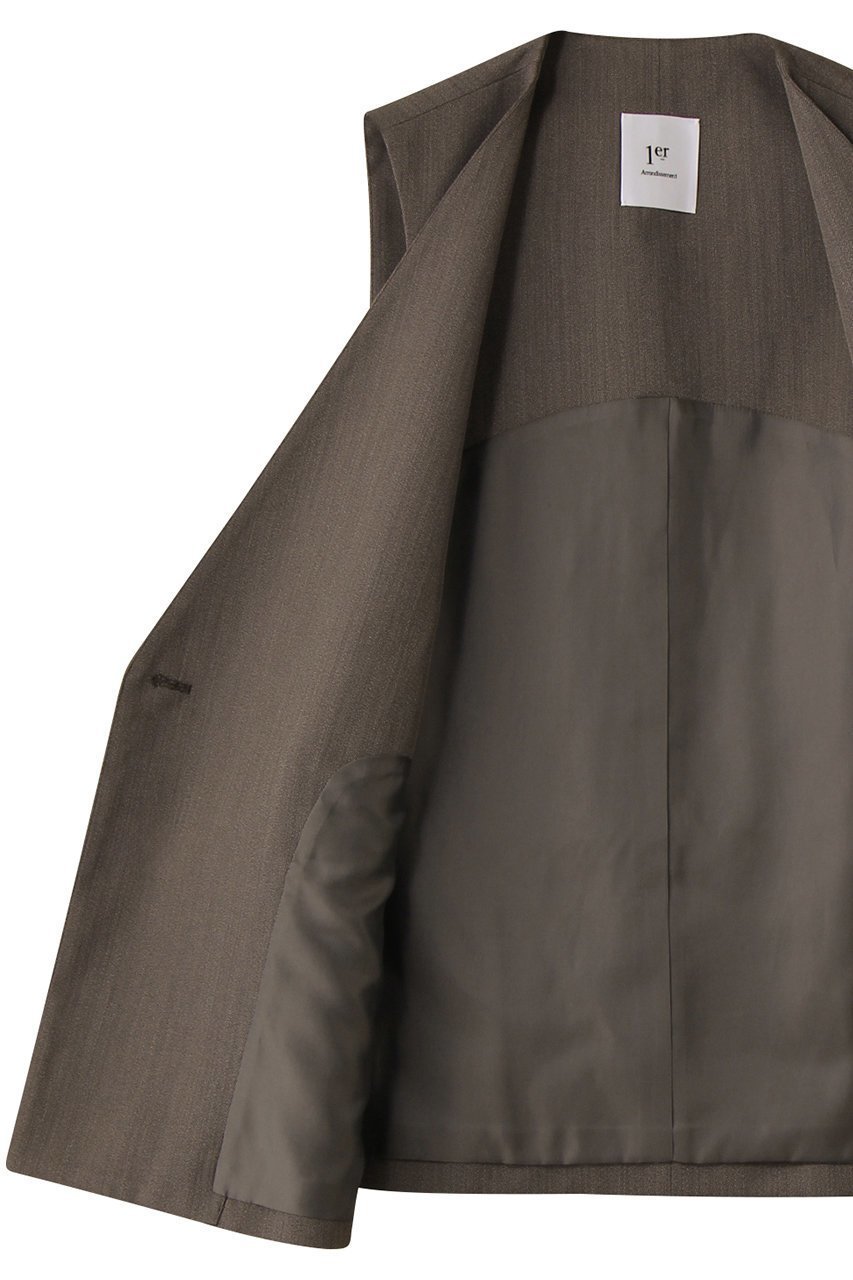 【プルミエ アロンディスモン/1er Arrondissement】の杢ツイルノーカラージレ 人気、トレンドファッション・服の通販 founy(ファニー) 　ファッション　Fashion　レディースファッション　Fashion for Women　アウター　Coat / Outerwear Collection　レディースジャケット・軽アウター　Jackets　ジャケット　Jacket, Outerwear　ベスト　Vest, Waistcoat　新作・新入荷　New Arrivals / New In　other-6|ID: prp329100004717934 ipo3291000000034090963