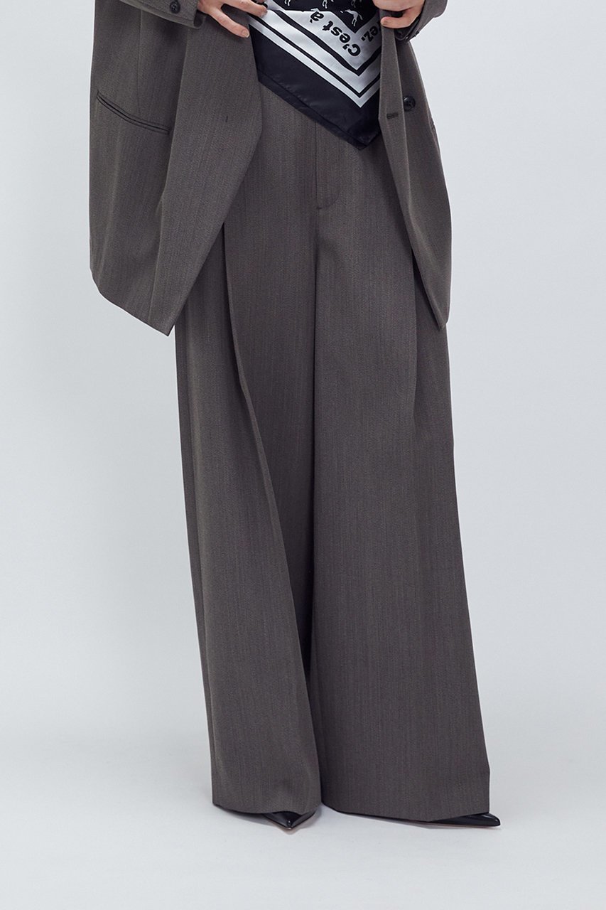 【プルミエ アロンディスモン/1er Arrondissement】の杢ツイルカーブトラウザー 人気、トレンドファッション・服の通販 founy(ファニー) 　ファッション　Fashion　レディースファッション　Fashion for Women　パンツ　Pants & Trousers　クール　Cool, Chic　シンプル　Simple, Minimal　ジャケット　Jacket, Outerwear　セットアップ　Set-Up, Coordinated Outfit　ツイル　Twist, Twisted Detail　別注　Limited Edition, Custom Order　other-6|ID: prp329100004717936 ipo3291000000034308382