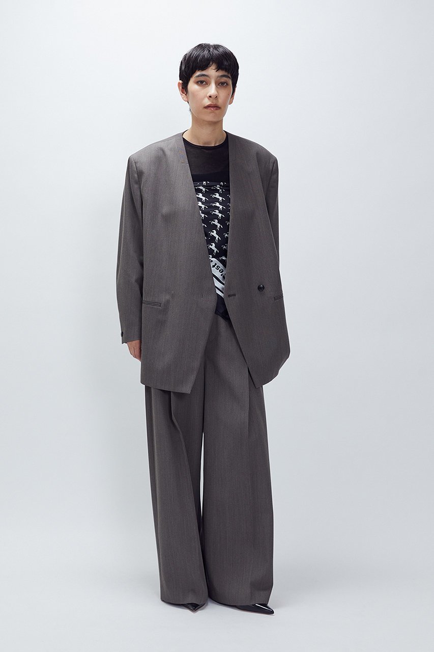 【プルミエ アロンディスモン/1er Arrondissement】の杢ツイルカーブトラウザー 人気、トレンドファッション・服の通販 founy(ファニー) 　ファッション　Fashion　レディースファッション　Fashion for Women　パンツ　Pants & Trousers　クール　Cool, Chic　シンプル　Simple, Minimal　ジャケット　Jacket, Outerwear　セットアップ　Set-Up, Coordinated Outfit　ツイル　Twist, Twisted Detail　別注　Limited Edition, Custom Order　other-8|ID: prp329100004717936 ipo3291000000034308384