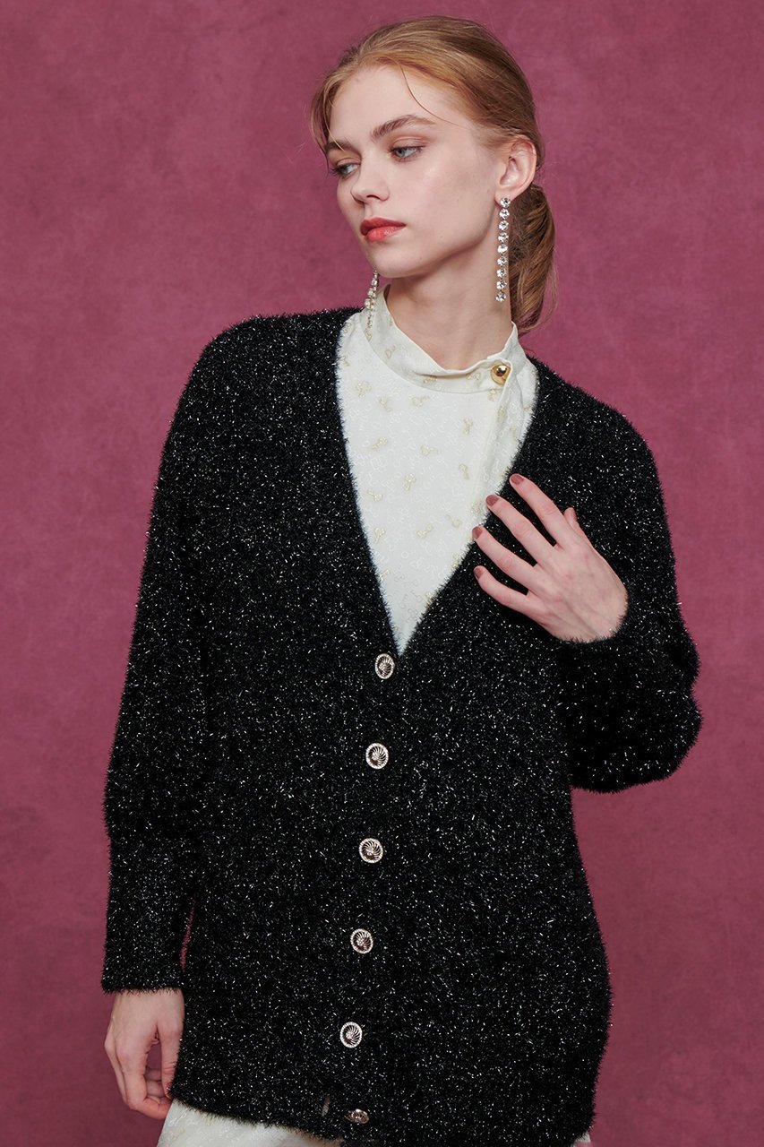 【アルアバイル/allureville】の【LOULOU WILLOUGHBY】フィルムラメミドルカーディガン 人気、トレンドファッション・服の通販 founy(ファニー) 　ファッション　Fashion　レディースファッション　Fashion for Women　トップス・カットソー　Cut & Sew Tops　ニット　Knit Tops & Sweaters　カーディガン・羽織り　Layered Style Cardigans　カフス　Cuff Design　カーディガン　Cardigan, Knitwear　ミドル　Middle Length, Mid Height　ロング　Long, Long-Length　新作・新入荷　New Arrivals / New In　other-7|ID: prp329100004717943 ipo3291000000034091025