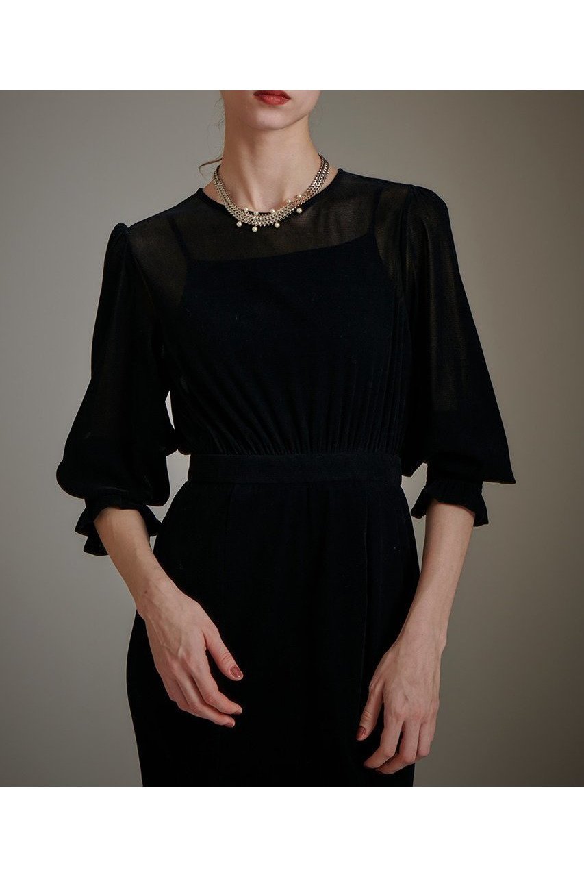 【アルアバイル/allureville】の【LOULOU WILLOUGHBY】チュールフロッキーマーメイドワンピース 人気、トレンドファッション・服の通販 founy(ファニー) 　ファッション　Fashion　レディースファッション　Fashion for Women　ワンピース　Dresses　チュニック　Tunic Tops & Dresses　なめらか　Smooth, Silky Texture　カフス　Cuff Design　クラシカル　Classical, Vintage-Inspired　クラシック　Classic, Timeless Style　シャーリング　Shirring, Ruched　チュニック　Tunic, Long Top　チュール　Tulip, Tulip Motif　ドレス　Dress, One-Piece　ベロア　Velour, Soft Velvet　マーメイド　Mermaid, Fishtail Silhouette　ロング　Long, Long-Length　エレガント 上品　Elegant　新作・新入荷　New Arrivals / New In　other-4|ID: prp329100004717945 ipo3291000000034091051