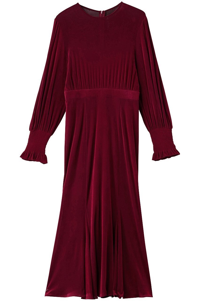 【アルアバイル/allureville】の【LOULOU WILLOUGHBY】チュールフロッキーマーメイドワンピース インテリア・キッズ・メンズ・レディースファッション・服の通販 founy(ファニー) ファッション Fashion レディースファッション Fashion for Women ワンピース Dresses チュニック Tunic Tops & Dresses なめらか Smooth, Silky Texture カフス Cuff Design クラシカル Classical, Vintage-Inspired クラシック Classic, Timeless Style シャーリング Shirring, Ruched チュニック Tunic, Long Top チュール Tulip, Tulip Motif ドレス Dress, One-Piece ベロア Velour, Soft Velvet マーメイド Mermaid, Fishtail Silhouette ロング Long, Long-Length エレガント 上品 Elegant レッド|ID: prp329100004717945 ipo3291000000034241790