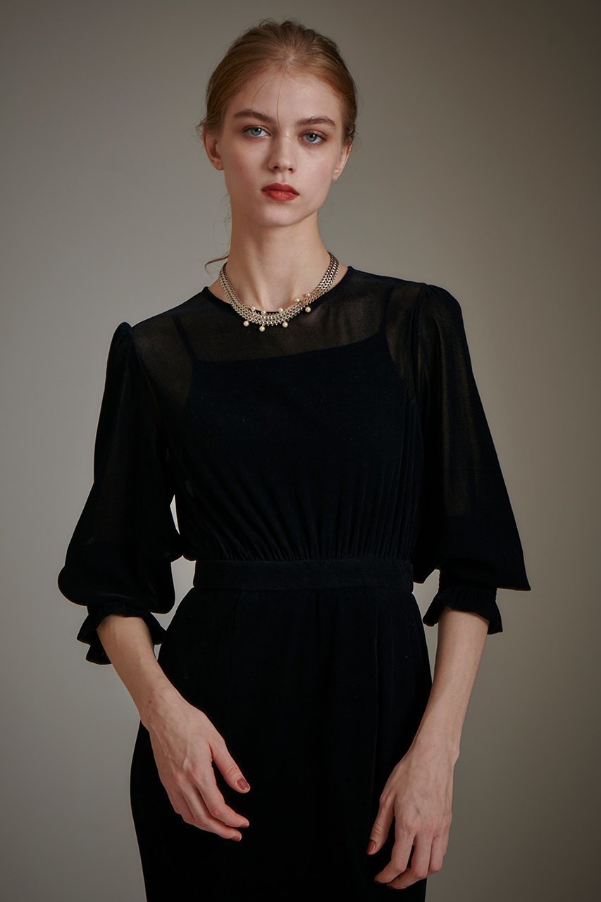 【アルアバイル/allureville】の【LOULOU WILLOUGHBY】チュールフロッキーマーメイドワンピース 人気、トレンドファッション・服の通販 founy(ファニー) ファッション Fashion レディースファッション Fashion for Women ワンピース Dresses チュニック Tunic Tops & Dresses なめらか Smooth, Silky Texture カフス Cuff Design クラシカル Classical, Vintage-Inspired クラシック Classic, Timeless Style シャーリング Shirring, Ruched チュニック Tunic, Long Top チュール Tulip, Tulip Motif ドレス Dress, One-Piece ベロア Velour, Soft Velvet マーメイド Mermaid, Fishtail Silhouette ロング Long, Long-Length エレガント 上品 Elegant other-8|ID: prp329100004717945 ipo3291000000035679120