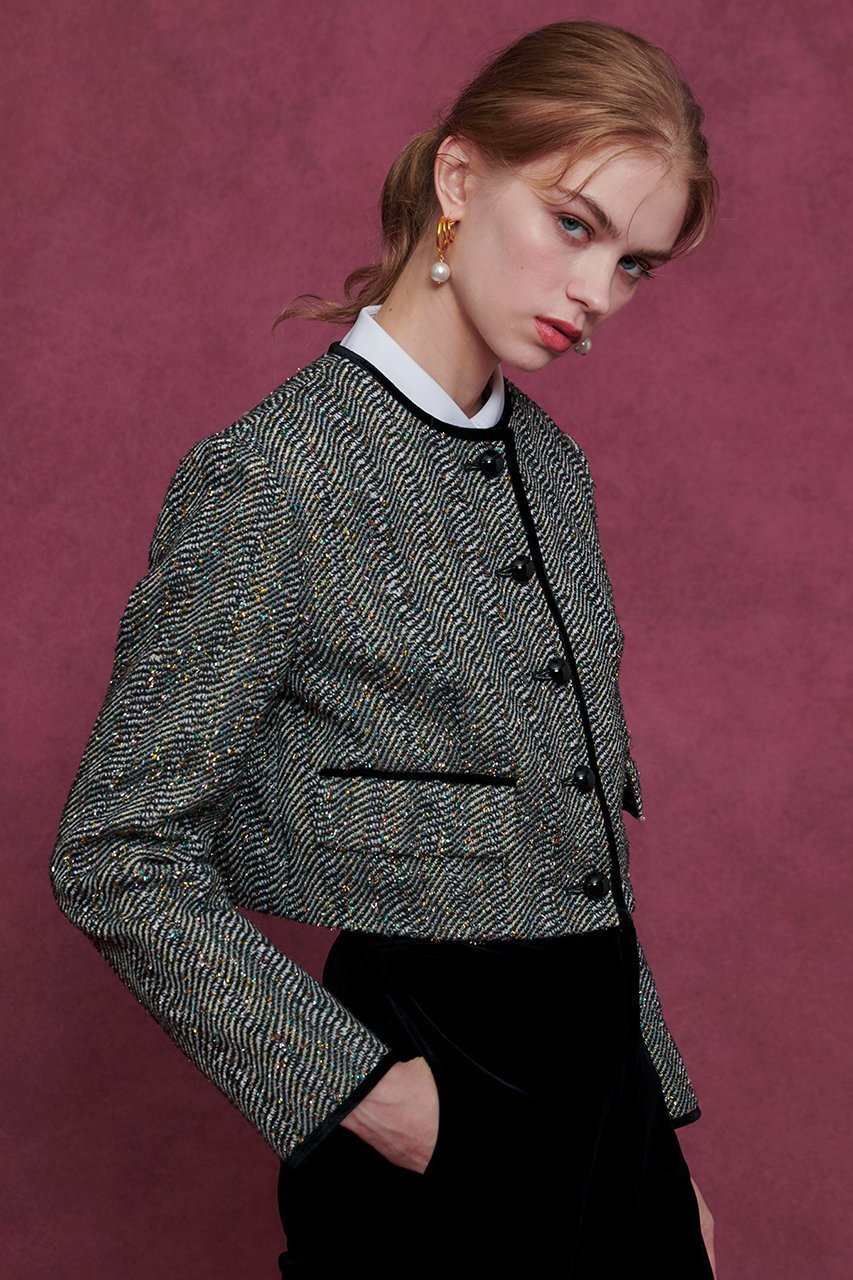 【アルアバイル/allureville】の【LOULOU WILLOUGHBY】LINTONラメツイードショートジャケット 人気、トレンドファッション・服の通販 founy(ファニー) 　ファッション　Fashion　レディースファッション　Fashion for Women　アウター　Coat / Outerwear Collection　レディースジャケット・軽アウター　Jackets　おすすめ　Recommended / Our Picks　ショート　Short, Short Length　ジャケット　Jacket, Outerwear　セットアップ　Set-Up, Coordinated Outfit　ツイード　Twill, Twill Weave　バランス　Balance, Style Balance　エレガント 上品　Elegant　other-6|ID: prp329100004717947 ipo3291000000035834143