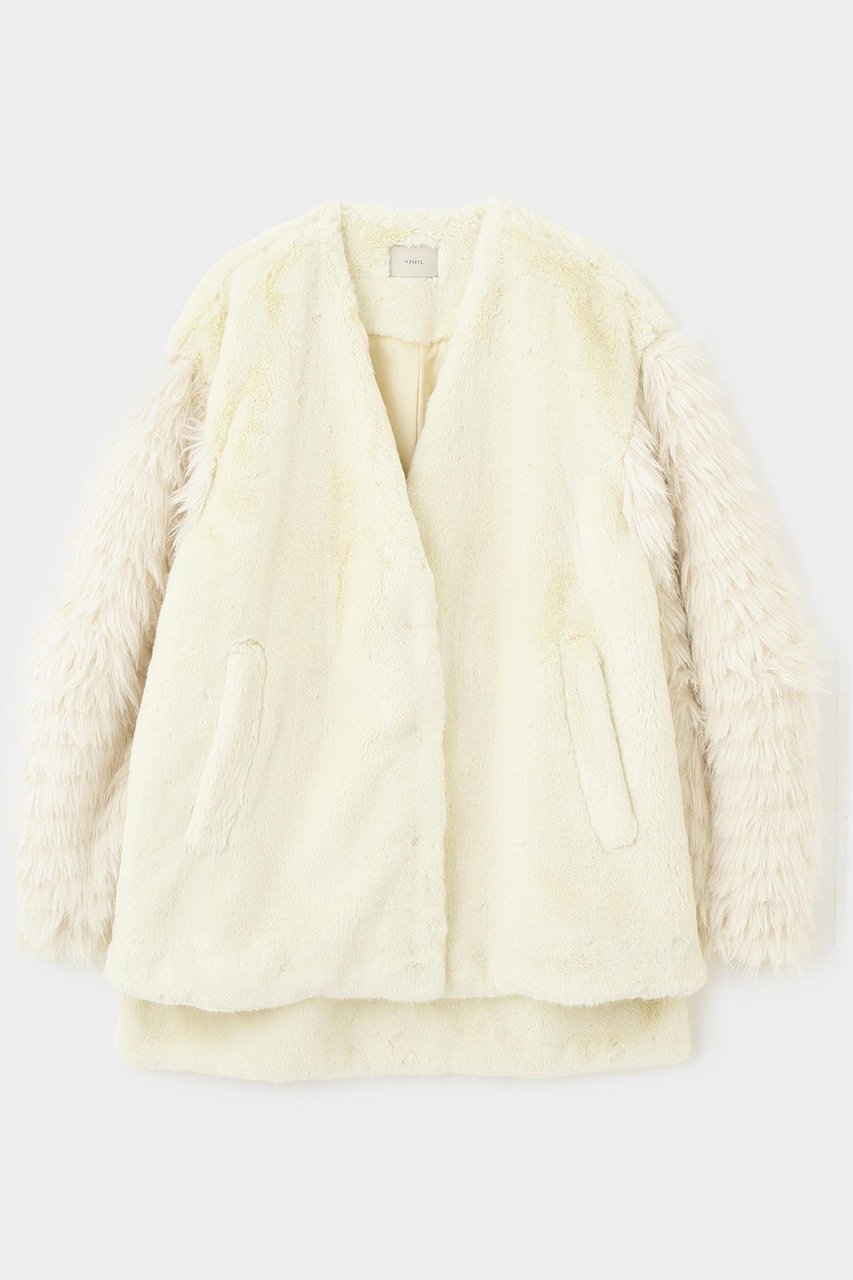 【ル フィル/LE PHIL】のフェイクファーコンビジャケット インテリア・キッズ・メンズ・レディースファッション・服の通販 founy(ファニー) 　ファッション　Fashion　レディースファッション　Fashion for Women　アウター　Coat / Outerwear Collection　レディースジャケット・軽アウター　Jackets　おすすめ　Recommended / Our Picks　なめらか　Smooth, Silky Texture　カーディガン　Cardigan, Knitwear　ジャケット　Jacket, Outerwear　スタンダード　Standard, Basic　スリット　Slit, Slit Detail　フェイクファー　Faux Fur, Imitation Fur　新作・新入荷　New Arrivals / New In　ホワイト|ID: prp329100004717967 ipo3291000000034091193