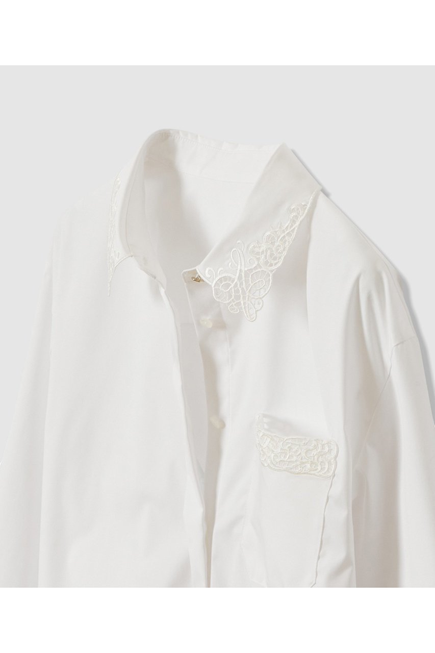 【アナイ/ANAYI】のエンブレム刺繍シャツ 人気、トレンドファッション・服の通販 founy(ファニー) 　ファッション　Fashion　レディースファッション　Fashion for Women　トップス・カットソー　Cut & Sew Tops　シャツ・ブラウス・オフィスカジュアル　Elegant Blouses & Button-Ups　コンパクト　Compact, Small Size　ジャケット　Jacket, Outerwear　スリーブ　Sleeve, Long Sleeve / Short Sleeve　ドロップ　Drop Shoulder, Dropped Style　ポケット　Pocket, Pocket Detail　メタル　Metal, Metal Parts　ロング　Long, Long-Length　エレガント 上品　Elegant　新作・新入荷　New Arrivals / New In　other-4|ID: prp329100004717983 ipo3291000000034091298