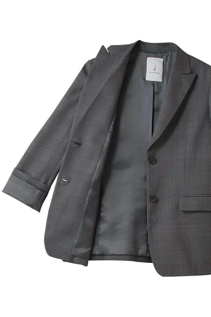 【ジェイドット/j.】のグレンチェックウールシングルジャケット 人気、トレンドファッション・服の通販 founy(ファニー) 　ファッション　Fashion　レディースファッション　Fashion for Women　アウター　Coat / Outerwear Collection　レディースジャケット・軽アウター　Jackets　シンプル　Simple, Minimal　ジャケット　Jacket, Outerwear　スリーブ　Sleeve, Long Sleeve / Short Sleeve　チェック　Check, Plaid, Tartan　マニッシュ　Mannish, Boyish　ロング　Long, Long-Length　エレガント 上品　Elegant　新作・新入荷　New Arrivals / New In　A/W・秋冬　Autumn/Winter　other-6|ID: prp329100004717987 ipo3291000000034091329
