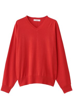 【エブール/ebure】 【10/10 0:00販売開始】ソフトファインウール Vネックニットプルオーバー人気、トレンドファッション・服の通販 founy(ファニー) ファッション Fashion レディースファッション Fashion for Women トップス・カットソー Cut & Sew Tops ニット Knit Tops & Sweaters カジュアルプルオーバー・ニットトップス Pullovers & Knit Tops / Casual Pullovers Vネックトップス V-Neck Tops / V-Cut Neckline Shirts なめらか Smooth, Silky Texture シンプル Simple, Minimal スカラップ Scallop, Scalloped Edge ブラウジング Blouson Silhouette, Cinched Waist エレガント 上品 Elegant |ID:prp329100004718003