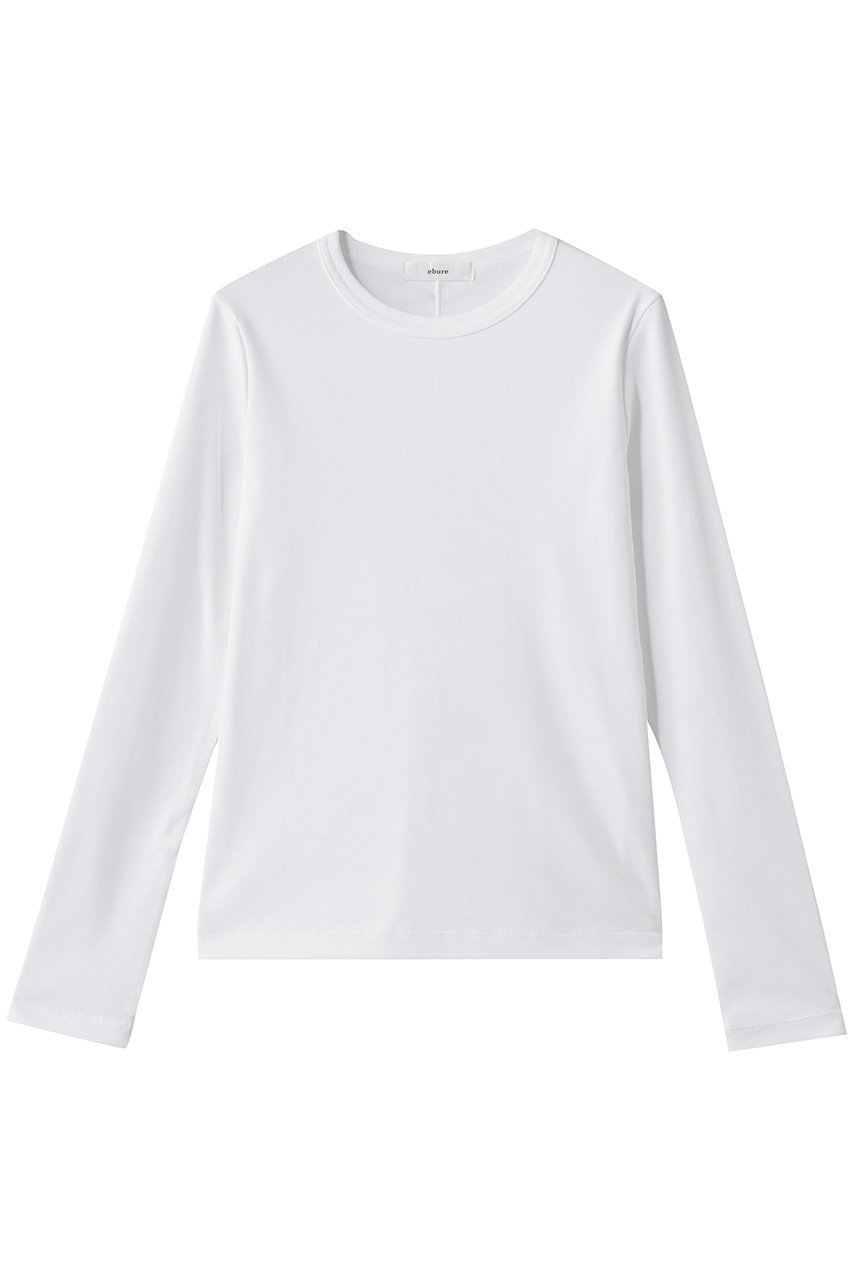 【エブール/ebure】のナローネックロングスリーブ クルーネックカットソー インテリア・キッズ・メンズ・レディースファッション・服の通販 founy(ファニー) 　ファッション　Fashion　レディースファッション　Fashion for Women　トップス・カットソー　Cut & Sew Tops　シャツ・ブラウス・オフィスカジュアル　Elegant Blouses & Button-Ups　ロングTシャツ・Tシャツ　Longline T-Shirts & Tees　カットソー・ベーシックTシャツ　Cut-and-Sewn Tops / Stretch Tees & Basics　インナー　Innerwear　スリーブ　Sleeve, Long Sleeve / Short Sleeve　ロング　Long, Long-Length　エレガント 上品　Elegant　ホワイト|ID: prp329100004718007 ipo3291000000036086105