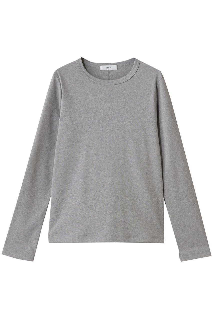 【エブール/ebure】のナローネックロングスリーブ クルーネックカットソー インテリア・キッズ・メンズ・レディースファッション・服の通販 founy(ファニー) 　ファッション　Fashion　レディースファッション　Fashion for Women　トップス・カットソー　Cut & Sew Tops　シャツ・ブラウス・オフィスカジュアル　Elegant Blouses & Button-Ups　ロングTシャツ・Tシャツ　Longline T-Shirts & Tees　カットソー・ベーシックTシャツ　Cut-and-Sewn Tops / Stretch Tees & Basics　インナー　Innerwear　スリーブ　Sleeve, Long Sleeve / Short Sleeve　ロング　Long, Long-Length　エレガント 上品　Elegant　トップグレー|ID: prp329100004718007 ipo3291000000036676542