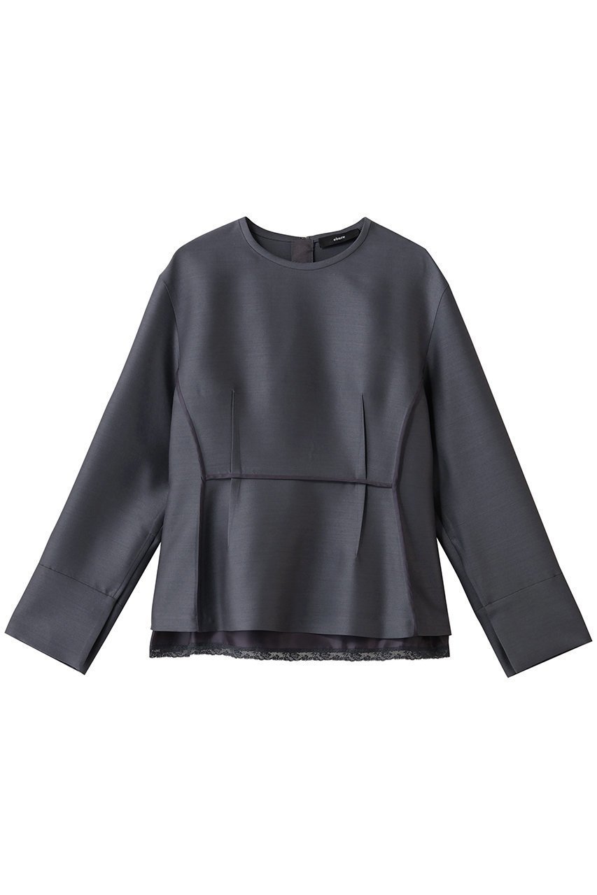 【エブール/ebure】のシルクウールツイル キャミコンビプルオーバーブラウス インテリア・キッズ・メンズ・レディースファッション・服の通販 founy(ファニー) 　ファッション　Fashion　レディースファッション　Fashion for Women　トップス・カットソー　Cut & Sew Tops　キャミソール&ノースリーブ　Camisoles & Sleeveless Tops　シャツ・ブラウス・オフィスカジュアル　Elegant Blouses & Button-Ups　カジュアルプルオーバー・ニットトップス　Pullovers & Knit Tops / Casual Pullovers　おすすめ　Recommended / Our Picks　キャミソール　Camisole, Spaghetti Strap Top　シェイプ　Shape, Slim Fit　シルク　Silk, 100% Silk　スリーブ　Sleeve, Long Sleeve / Short Sleeve　パイピング　Piping, Trim Design　フォルム　Silhouette, Form　フランス　France, French　マニッシュ　Mannish, Boyish　レース　Lace, Lace Fabric　ロング　Long, Long-Length　グレー|ID: prp329100004718009 ipo3291000000036086114