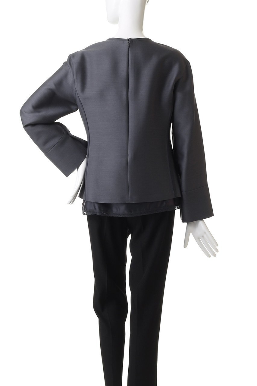 【エブール/ebure】のシルクウールツイル キャミコンビプルオーバーブラウス 人気、トレンドファッション・服の通販 founy(ファニー) 　ファッション　Fashion　レディースファッション　Fashion for Women　トップス・カットソー　Cut & Sew Tops　キャミソール&ノースリーブ　Camisoles & Sleeveless Tops　シャツ・ブラウス・オフィスカジュアル　Elegant Blouses & Button-Ups　カジュアルプルオーバー・ニットトップス　Pullovers & Knit Tops / Casual Pullovers　おすすめ　Recommended / Our Picks　キャミソール　Camisole, Spaghetti Strap Top　シェイプ　Shape, Slim Fit　シルク　Silk, 100% Silk　スリーブ　Sleeve, Long Sleeve / Short Sleeve　パイピング　Piping, Trim Design　フォルム　Silhouette, Form　フランス　France, French　マニッシュ　Mannish, Boyish　レース　Lace, Lace Fabric　ロング　Long, Long-Length　other-4|ID: prp329100004718009 ipo3291000000036086119