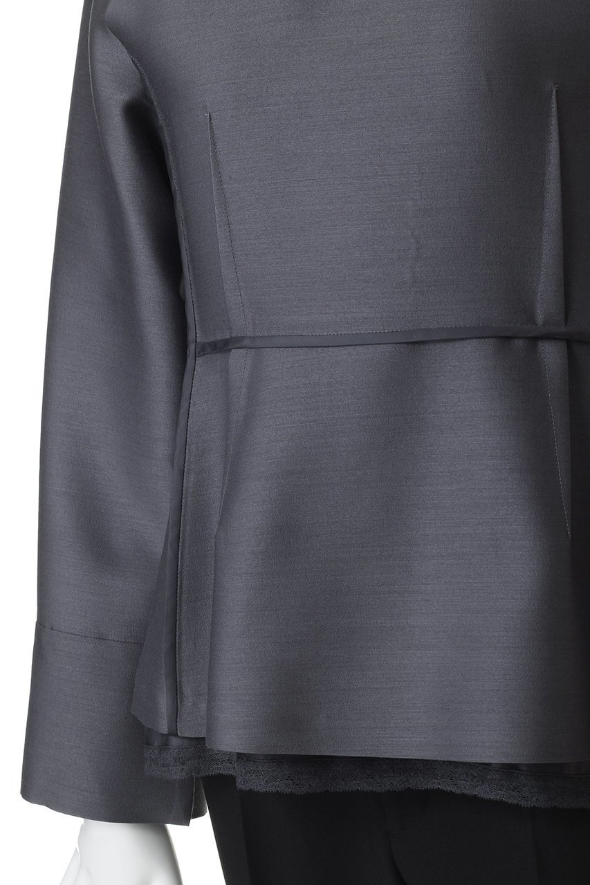 【エブール/ebure】のシルクウールツイル キャミコンビプルオーバーブラウス 人気、トレンドファッション・服の通販 founy(ファニー) 　ファッション　Fashion　レディースファッション　Fashion for Women　トップス・カットソー　Cut & Sew Tops　キャミソール&ノースリーブ　Camisoles & Sleeveless Tops　シャツ・ブラウス・オフィスカジュアル　Elegant Blouses & Button-Ups　カジュアルプルオーバー・ニットトップス　Pullovers & Knit Tops / Casual Pullovers　おすすめ　Recommended / Our Picks　キャミソール　Camisole, Spaghetti Strap Top　シェイプ　Shape, Slim Fit　シルク　Silk, 100% Silk　スリーブ　Sleeve, Long Sleeve / Short Sleeve　パイピング　Piping, Trim Design　フォルム　Silhouette, Form　フランス　France, French　マニッシュ　Mannish, Boyish　レース　Lace, Lace Fabric　ロング　Long, Long-Length　other-5|ID: prp329100004718009 ipo3291000000036086120