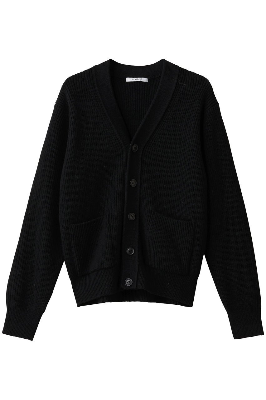 【スローン/SLOANE】の7G 片畦編み ファインラムズウール×カシミヤ Vネックカーディガン インテリア・キッズ・メンズ・レディースファッション・服の通販 founy(ファニー) 　ファッション　Fashion　レディースファッション　Fashion for Women　トップス・カットソー　Cut & Sew Tops　ニット　Knit Tops & Sweaters　カーディガン・羽織り　Layered Style Cardigans　Vネックトップス　V-Neck Tops / V-Cut Neckline Shirts　畦編みニット・テクスチャードトップス　Ribbed Knit Sweaters / Textured Knit Tops　カーディガン　Cardigan, Knitwear　シンプル　Simple, Minimal　新作・新入荷　New Arrivals / New In　畦　Ribbed Knit　軽量　Lightweight, Ultra Light　ブラック|ID: prp329100004719364 ipo3291000000034102783