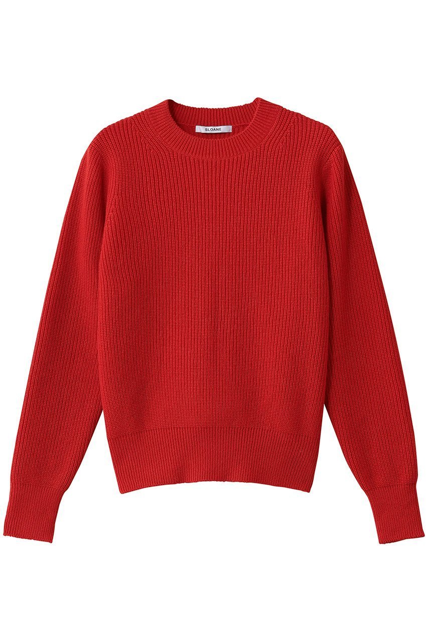 【スローン/SLOANE】の7G片畦編み ファインラムズウール×カシミヤ クルーネック ニットトップス インテリア・キッズ・メンズ・レディースファッション・服の通販 founy(ファニー) 　ファッション　Fashion　レディースファッション　Fashion for Women　トップス・カットソー　Cut & Sew Tops　ニット　Knit Tops & Sweaters　カジュアルプルオーバー・ニットトップス　Pullovers & Knit Tops / Casual Pullovers　畦編みニット・テクスチャードトップス　Ribbed Knit Sweaters / Textured Knit Tops　シンプル　Simple, Minimal　新作・新入荷　New Arrivals / New In　畦　Ribbed Knit　軽量　Lightweight, Ultra Light　レッド|ID: prp329100004719365 ipo3291000000034102790