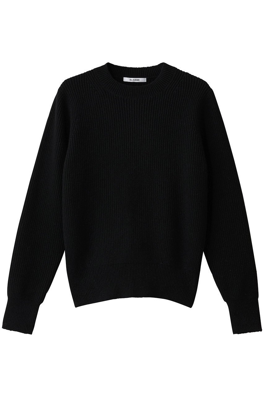 【スローン/SLOANE】の7G片畦編み ファインラムズウール×カシミヤ クルーネック ニットトップス インテリア・キッズ・メンズ・レディースファッション・服の通販 founy(ファニー) 　ファッション　Fashion　レディースファッション　Fashion for Women　トップス・カットソー　Cut & Sew Tops　ニット　Knit Tops & Sweaters　カジュアルプルオーバー・ニットトップス　Pullovers & Knit Tops / Casual Pullovers　畦編みニット・テクスチャードトップス　Ribbed Knit Sweaters / Textured Knit Tops　シンプル　Simple, Minimal　新作・新入荷　New Arrivals / New In　畦　Ribbed Knit　軽量　Lightweight, Ultra Light　ブラック|ID: prp329100004719365 ipo3291000000034102791