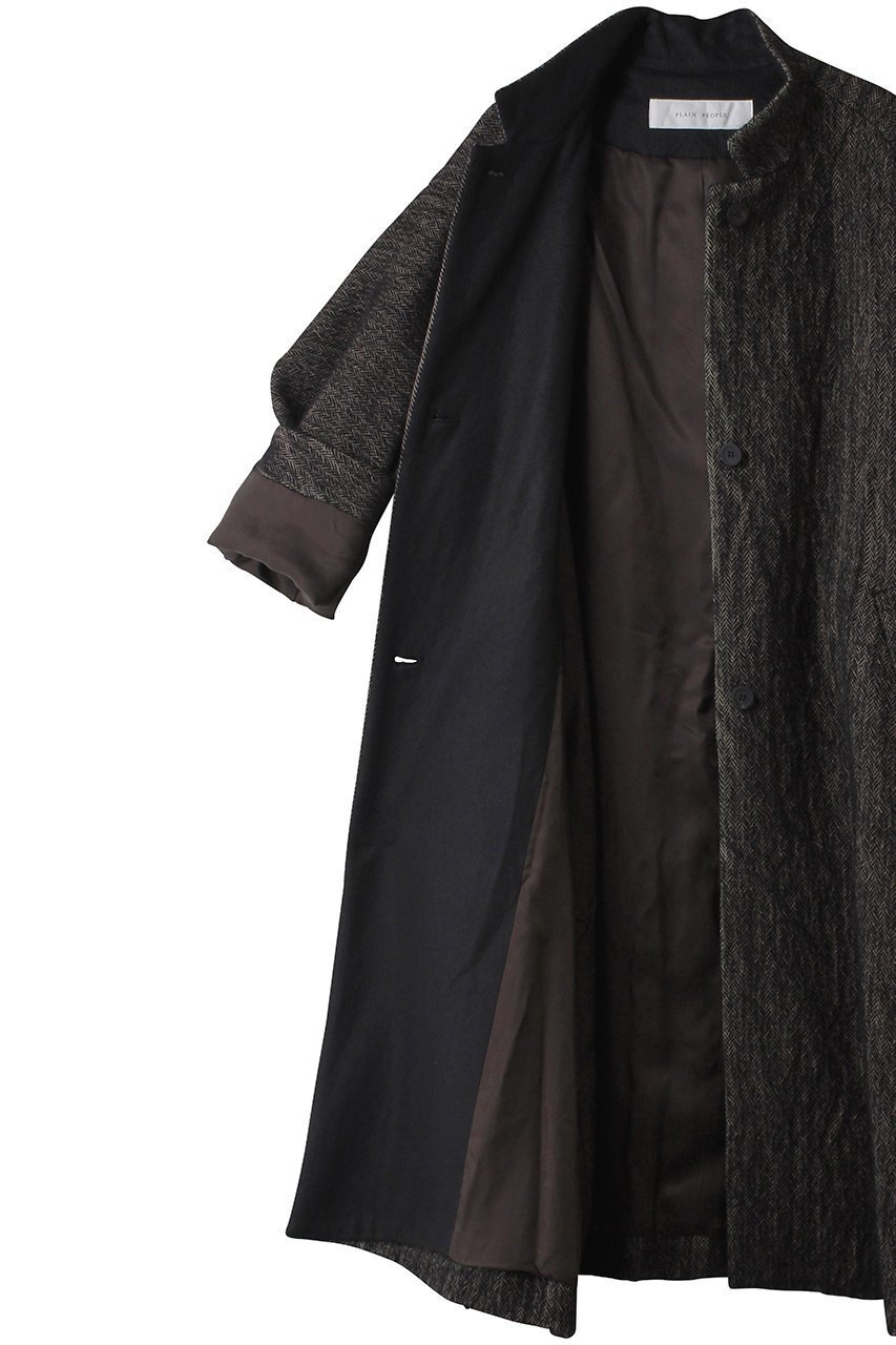 【プレインピープル/PLAIN PEOPLE】のウールへリンボンチェスターコート 人気、トレンドファッション・服の通販 founy(ファニー) 　ファッション　Fashion　レディースファッション　Fashion for Women　アウター　Coat / Outerwear Collection　コート・ロングコート・ピーコート　Long Coats, Peacoats & More　チェスターコート・ロング丈アウター　Chester Coats / Chesterfield Long Coats　アンゴラ　Angora Knitwear　イタリア　Italy　スリーブ　Sleeve, Long Sleeve / Short Sleeve　ロング　Long, Long-Length　新作・新入荷　New Arrivals / New In　other-6|ID: prp329100004719401 ipo3291000000034103088