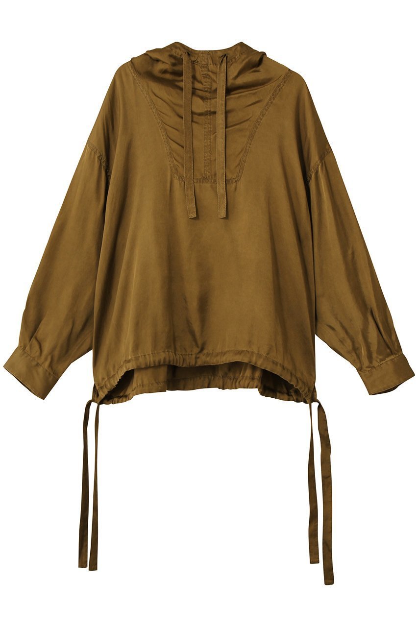【プレインピープル/PLAIN PEOPLE】のearth pigment cloth アノラック風ブラウス インテリア・キッズ・メンズ・レディースファッション・服の通販 founy(ファニー) 　ファッション　Fashion　レディースファッション　Fashion for Women　トップス・カットソー　Cut & Sew Tops　シャツ・ブラウス・オフィスカジュアル　Elegant Blouses & Button-Ups　とろみ　Fluid, Flowy Fabric　スタイリッシュ　Stylish, Fashionable　スリーブ　Sleeve, Long Sleeve / Short Sleeve　トラベル　Travel, Travel Gear　モダン　Modern, Contemporary　ロング　Long, Long-Length　エレガント 上品　Elegant　新作・新入荷　New Arrivals / New In　ブラウン|ID: prp329100004719403 ipo3291000000034103092