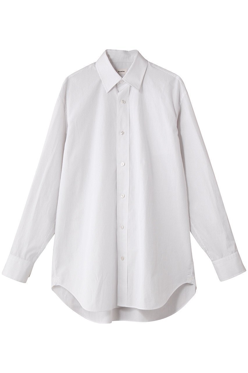 【ブラミンク/BLAMINK】のコットンストライプレギュラーカラーシャツ インテリア・キッズ・メンズ・レディースファッション・服の通販 founy(ファニー) 　ファッション　Fashion　レディースファッション　Fashion for Women　トップス・カットソー　Cut & Sew Tops　シャツ・ブラウス・オフィスカジュアル　Elegant Blouses & Button-Ups　シンプル　Simple, Minimal　ストライプ　Stripe, Striped Pattern　スリーブ　Sleeve, Long Sleeve / Short Sleeve　ボトム　Bottoms, Lower Wear　レギュラー　Regular, Standard Fit　ロング　Long, Long-Length　エレガント 上品　Elegant　新作・新入荷　New Arrivals / New In　羽織　Haori, Light Jacket　オフホワイト|ID: prp329100004719412 ipo3291000000034103180
