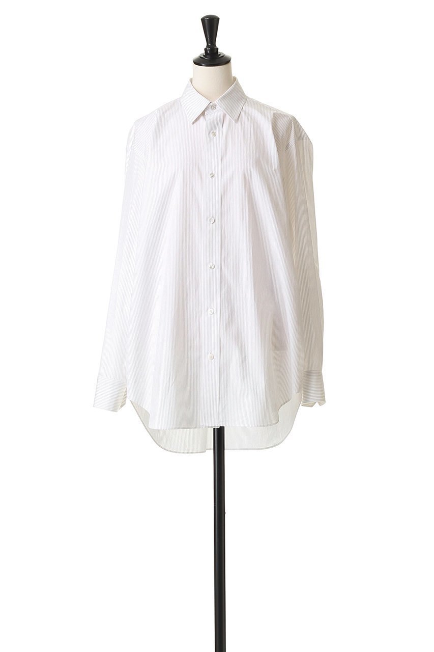 【ブラミンク/BLAMINK】のコットンストライプレギュラーカラーシャツ 人気、トレンドファッション・服の通販 founy(ファニー) 　ファッション　Fashion　レディースファッション　Fashion for Women　トップス・カットソー　Cut & Sew Tops　シャツ・ブラウス・オフィスカジュアル　Elegant Blouses & Button-Ups　シンプル　Simple, Minimal　ストライプ　Stripe, Striped Pattern　スリーブ　Sleeve, Long Sleeve / Short Sleeve　ボトム　Bottoms, Lower Wear　レギュラー　Regular, Standard Fit　ロング　Long, Long-Length　エレガント 上品　Elegant　新作・新入荷　New Arrivals / New In　羽織　Haori, Light Jacket　other-2|ID: prp329100004719412 ipo3291000000034103181