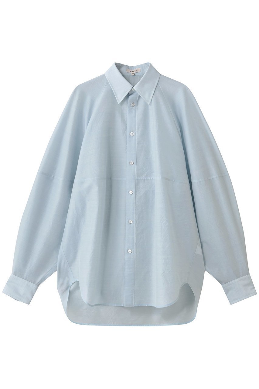 【ブラミンク/BLAMINK】のパフスリーブレギュラーカラーシャツ インテリア・キッズ・メンズ・レディースファッション・服の通販 founy(ファニー) 　ファッション　Fashion　レディースファッション　Fashion for Women　トップス・カットソー　Cut & Sew Tops　シャツ・ブラウス・オフィスカジュアル　Elegant Blouses & Button-Ups　シアー　Sheer, See-Through　スリーブ　Sleeve, Long Sleeve / Short Sleeve　ロング　Long, Long-Length　エレガント 上品　Elegant　新作・新入荷　New Arrivals / New In　ライトブルー|ID: prp329100004719416 ipo3291000000034103213