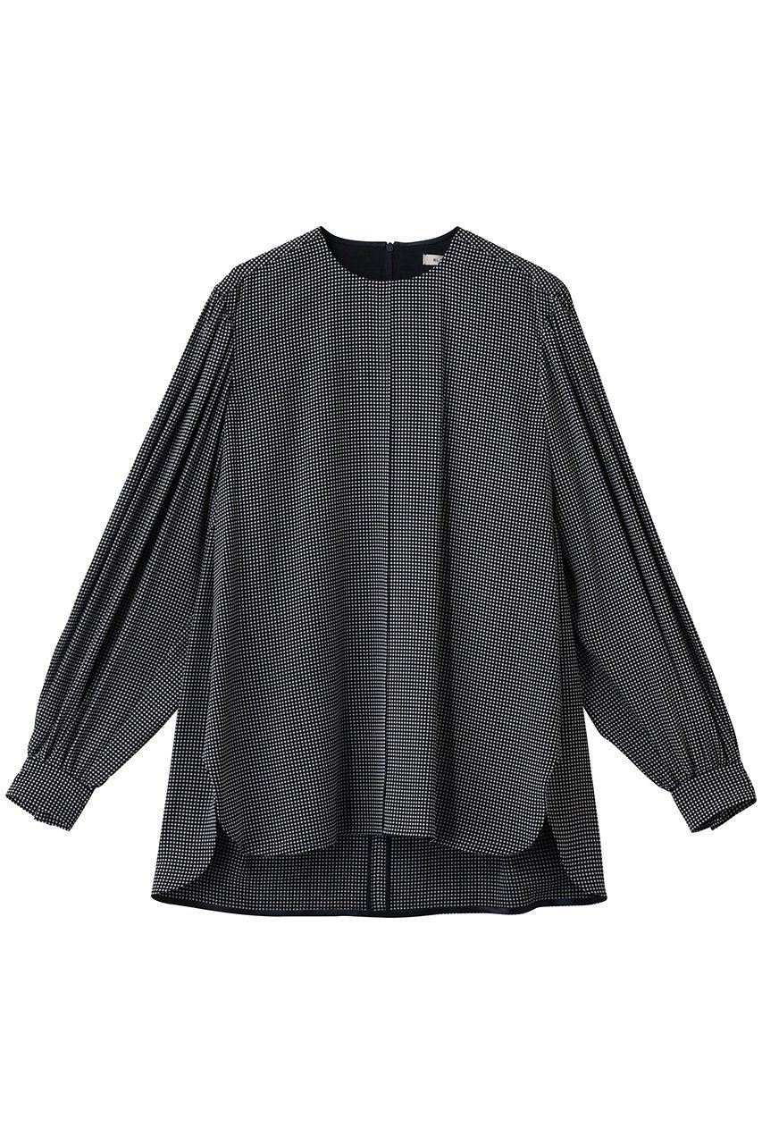 【ブラミンク/BLAMINK】のパターンクルーネックブラウス 人気、トレンドファッション・服の通販 founy(ファニー) 　ファッション　Fashion　レディースファッション　Fashion for Women　トップス・カットソー　Cut & Sew Tops　シャツ・ブラウス・オフィスカジュアル　Elegant Blouses & Button-Ups　ギャザー　Gathered, Ruffled　クラシカル　Classical, Vintage-Inspired　シルク　Silk, 100% Silk　シンプル　Simple, Minimal　スリーブ　Sleeve, Long Sleeve / Short Sleeve　プリント　Print, Printed Pattern　ボックス　Boxy, Box Shape　ボトム　Bottoms, Lower Wear　ロング　Long, Long-Length　エレガント 上品　Elegant　新作・新入荷　New Arrivals / New In　 other-1|ID: prp329100004719417 ipo3291000000034103219