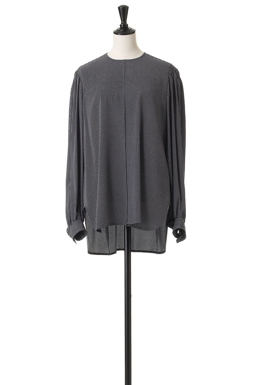 【ブラミンク/BLAMINK】のパターンクルーネックブラウス 人気、トレンドファッション・服の通販 founy(ファニー) 　ファッション　Fashion　レディースファッション　Fashion for Women　トップス・カットソー　Cut & Sew Tops　シャツ・ブラウス・オフィスカジュアル　Elegant Blouses & Button-Ups　ギャザー　Gathered, Ruffled　クラシカル　Classical, Vintage-Inspired　シルク　Silk, 100% Silk　シンプル　Simple, Minimal　スリーブ　Sleeve, Long Sleeve / Short Sleeve　プリント　Print, Printed Pattern　ボックス　Boxy, Box Shape　ボトム　Bottoms, Lower Wear　ロング　Long, Long-Length　エレガント 上品　Elegant　新作・新入荷　New Arrivals / New In　other-2|ID: prp329100004719417 ipo3291000000034103221