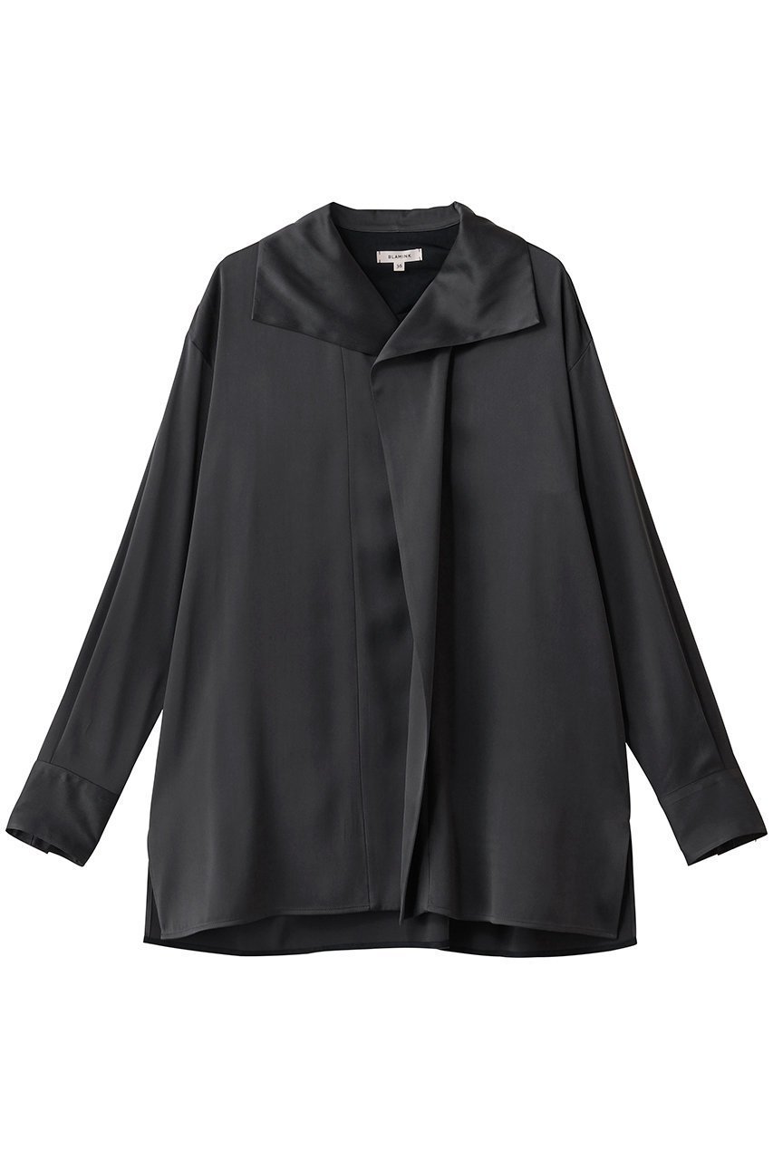 【ブラミンク/BLAMINK】のフライフロントロングスリーブ 人気、トレンドファッション・服の通販 founy(ファニー) 　ファッション　Fashion　レディースファッション　Fashion for Women　トップス・カットソー　Cut & Sew Tops　シャツ・ブラウス・オフィスカジュアル　Elegant Blouses & Button-Ups　サテン　Satin, Glossy Fabric　シルク　Silk, 100% Silk　スリーブ　Sleeve, Long Sleeve / Short Sleeve　フロント　Front, Front Design　リラックス　Relax, Relaxed Fit　ロング　Long, Long-Length　エレガント 上品　Elegant　新作・新入荷　New Arrivals / New In　 other-1|ID: prp329100004719418 ipo3291000000034103229