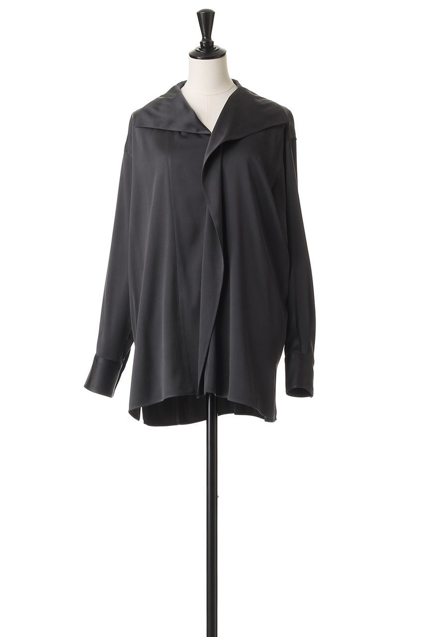 【ブラミンク/BLAMINK】のフライフロントロングスリーブ 人気、トレンドファッション・服の通販 founy(ファニー) 　ファッション　Fashion　レディースファッション　Fashion for Women　トップス・カットソー　Cut & Sew Tops　シャツ・ブラウス・オフィスカジュアル　Elegant Blouses & Button-Ups　サテン　Satin, Glossy Fabric　シルク　Silk, 100% Silk　スリーブ　Sleeve, Long Sleeve / Short Sleeve　フロント　Front, Front Design　リラックス　Relax, Relaxed Fit　ロング　Long, Long-Length　エレガント 上品　Elegant　新作・新入荷　New Arrivals / New In　other-2|ID: prp329100004719418 ipo3291000000034103232