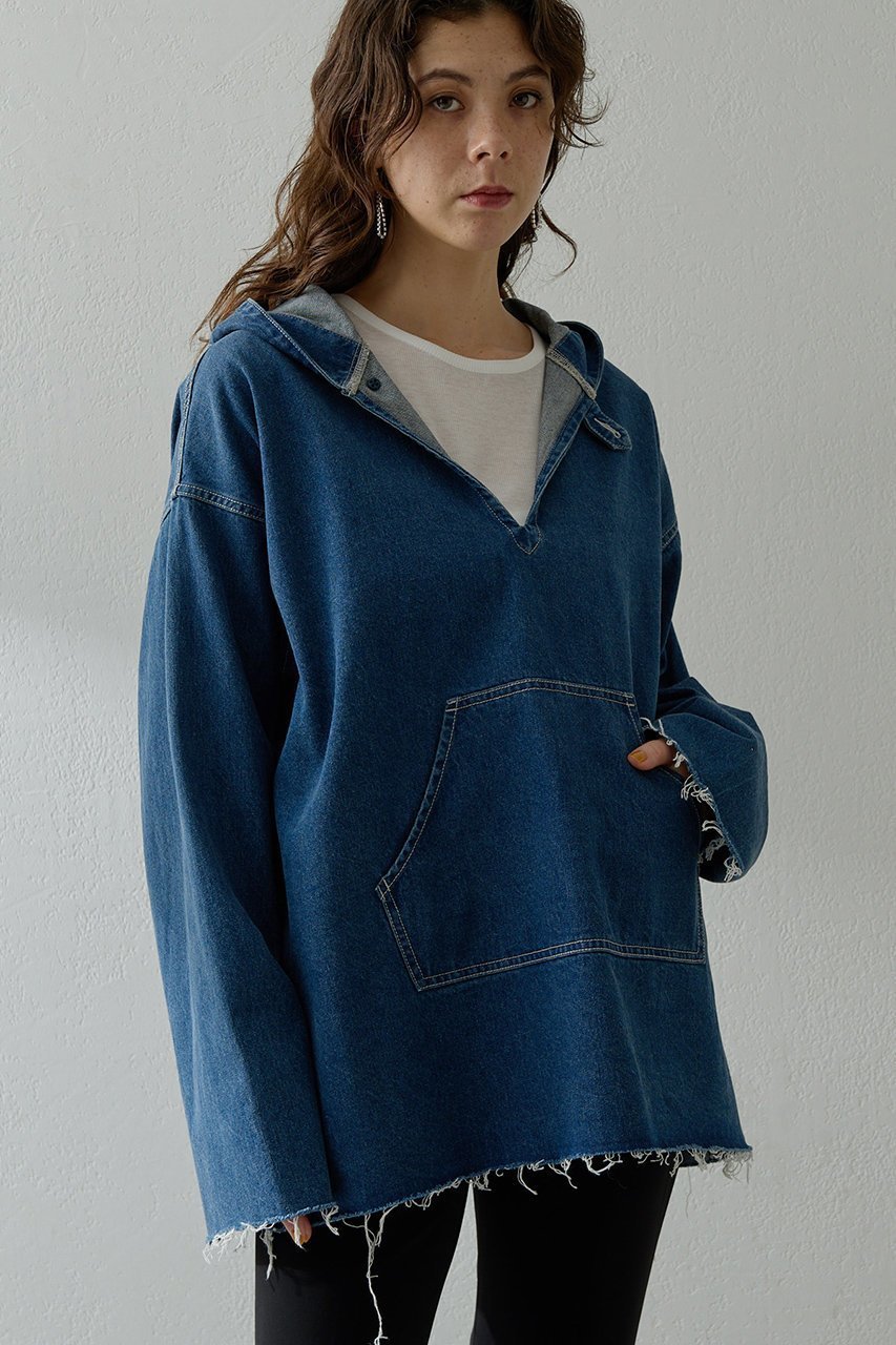 【ウィムガゼット/Whim Gazette】のデニムフーディー 人気、トレンドファッション・服の通販 founy(ファニー) 　ファッション　Fashion　レディースファッション　Fashion for Women　トップス・カットソー　Cut & Sew Tops　シャツ・ブラウス・オフィスカジュアル　Elegant Blouses & Button-Ups　レディースパーカー・カジュアルフーディー　Casual Hoodies & Sweatshirts　ロングTシャツ・Tシャツ　Longline T-Shirts & Tees　スウェット・クルーネックトップス　Sweatshirts & Crewnecks / Relaxed Fit Sweat Tops　カットソー・ベーシックTシャツ　Cut-and-Sewn Tops / Stretch Tees & Basics　インナー　Innerwear　ヴィンテージ　Vintage Style　デニム　Denim, Jeans Material　フロント　Front, Front Design　ボトム　Bottoms, Lower Wear　ユーズド　Used, Vintage-Look　リラックス　Relax, Relaxed Fit　新作・新入荷　New Arrivals / New In　other-2|ID: prp329100004719432 ipo3291000000034103348