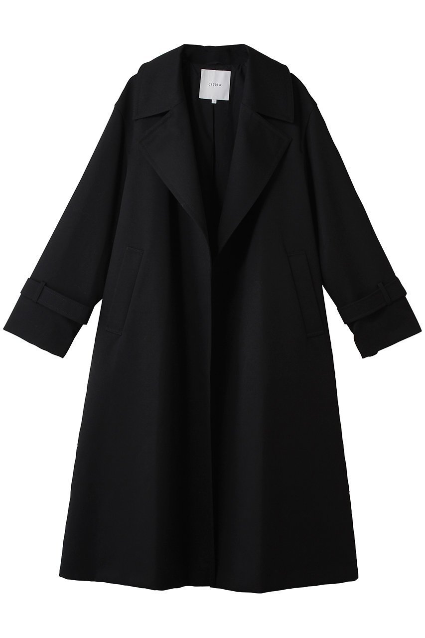 【エステータ/esteta】のウールトレンチコート インテリア・キッズ・メンズ・レディースファッション・服の通販 founy(ファニー) 　ファッション　Fashion　レディースファッション　Fashion for Women　アウター　Coat / Outerwear Collection　コート・ロングコート・ピーコート　Long Coats, Peacoats & More　トレンチコート / 春秋の定番アウター　Trench Coats　なめらか　Smooth, Silky Texture　エレガント 上品　Elegant　トレンド　Trend, Trending Now　ファブリック　Fabric, Textile　プレーン　Plain, Simple　ロング　Long, Long-Length　新作・新入荷　New Arrivals / New In　ブラック|ID: prp329100004719435 ipo3291000000034103373