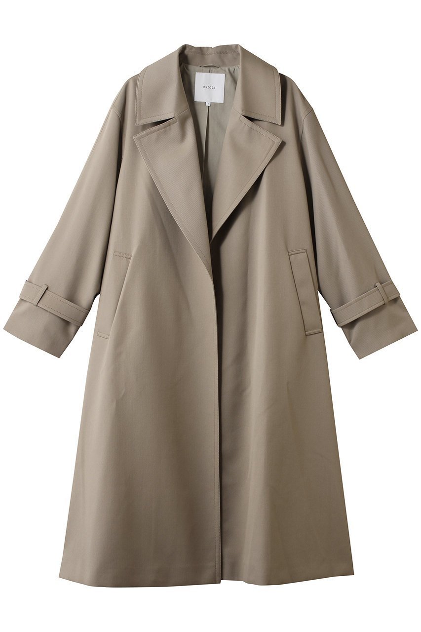 【エステータ/esteta】のウールトレンチコート インテリア・キッズ・メンズ・レディースファッション・服の通販 founy(ファニー) 　ファッション　Fashion　レディースファッション　Fashion for Women　アウター　Coat / Outerwear Collection　コート・ロングコート・ピーコート　Long Coats, Peacoats & More　トレンチコート / 春秋の定番アウター　Trench Coats　なめらか　Smooth, Silky Texture　エレガント 上品　Elegant　トレンド　Trend, Trending Now　ファブリック　Fabric, Textile　プレーン　Plain, Simple　ロング　Long, Long-Length　ベージュ|ID: prp329100004719435 ipo3291000000035924792