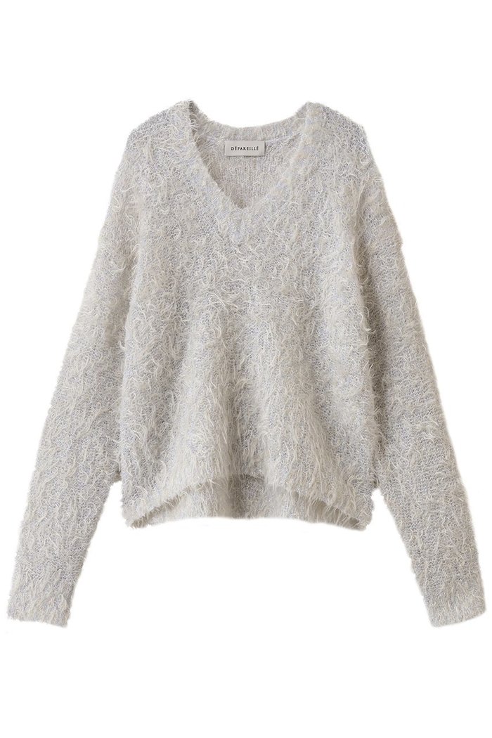 【デパリエ/DEPAREILLE】のモヘアグリッターシャギーVネックニット インテリア・キッズ・メンズ・レディースファッション・服の通販 founy(ファニー) https://founy.com/ ファッション Fashion レディースファッション Fashion for Women トップス・カットソー Cut & Sew Tops ニット Knit Tops & Sweaters カジュアルプルオーバー・ニットトップス Pullovers & Knit Tops / Casual Pullovers Vネックトップス V-Neck Tops / V-Cut Neckline Shirts シンプル Simple, Minimal ヘムライン Hemline, Bottom Cut ボトム Bottoms, Lower Wear 新作・新入荷 New Arrivals / New In |ID: prp329100004719437 ipo3291000000034103387