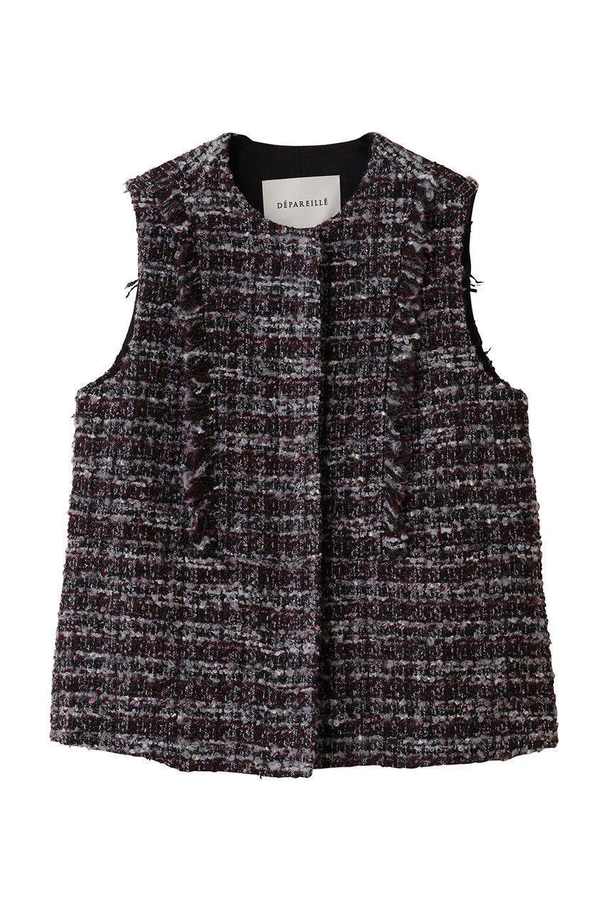 【デパリエ/DEPAREILLE】のミックスツイードジレ インテリア・キッズ・メンズ・レディースファッション・服の通販 founy(ファニー) 　ファッション　Fashion　レディースファッション　Fashion for Women　アウター　Coat / Outerwear Collection　レディースジャケット・軽アウター　Jackets　おすすめ　Recommended / Our Picks　ジャケット　Jacket, Outerwear　セレモニー　Ceremony　フリンジ　Fringe, Tassel　ベスト　Vest, Waistcoat　エレガント 上品　Elegant　ボルドー|ID: prp329100004719439 ipo3291000000035924810